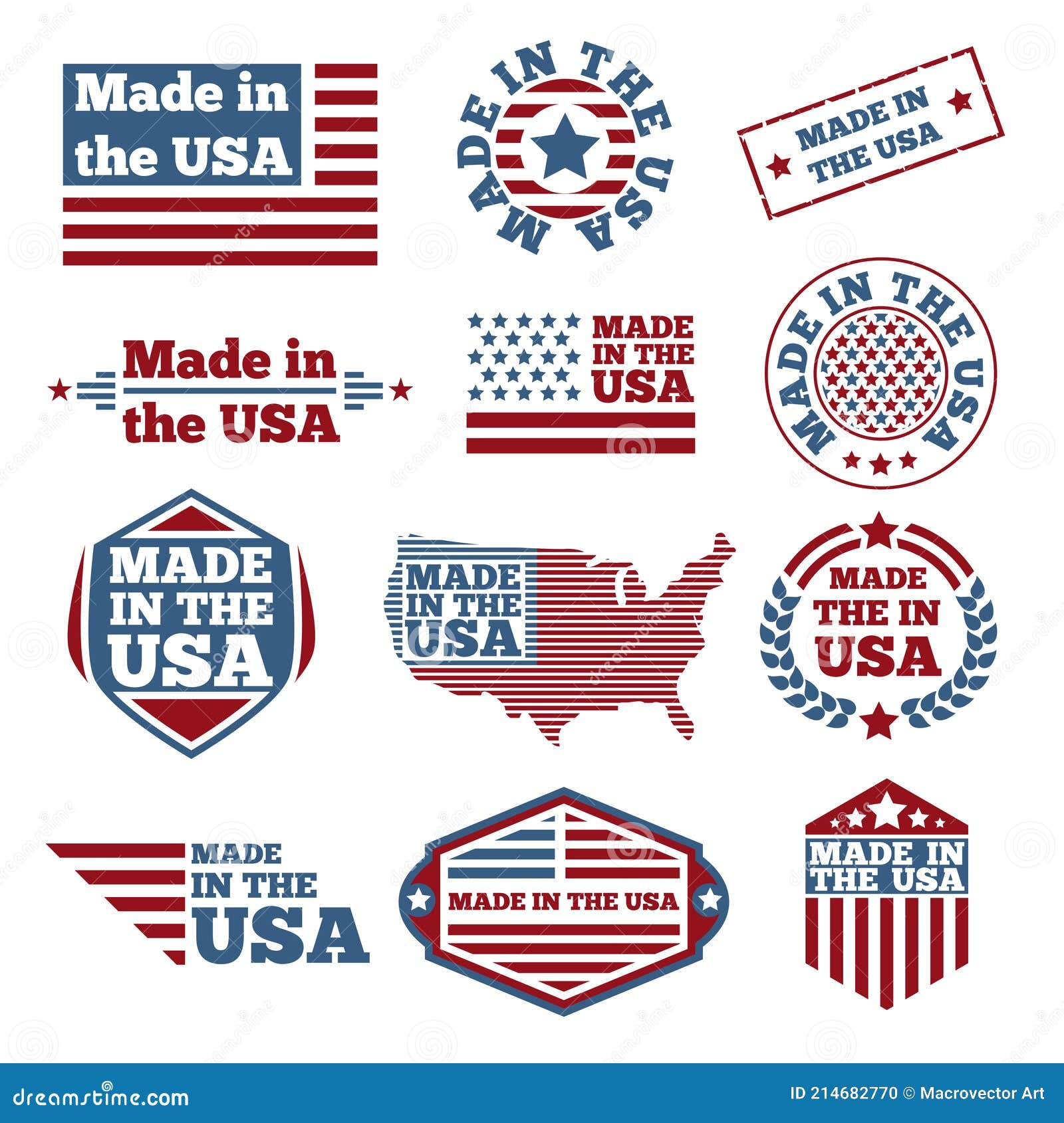 Made in USA labels stock vector. Illustration of badge - 214682770