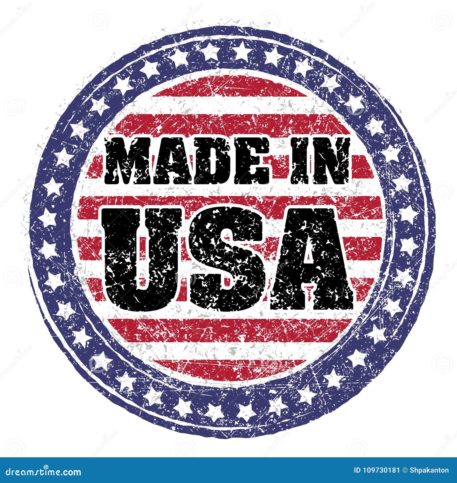 Made in USA Red and Blue Rubber Stamp Stock Vector - Illustration of ...