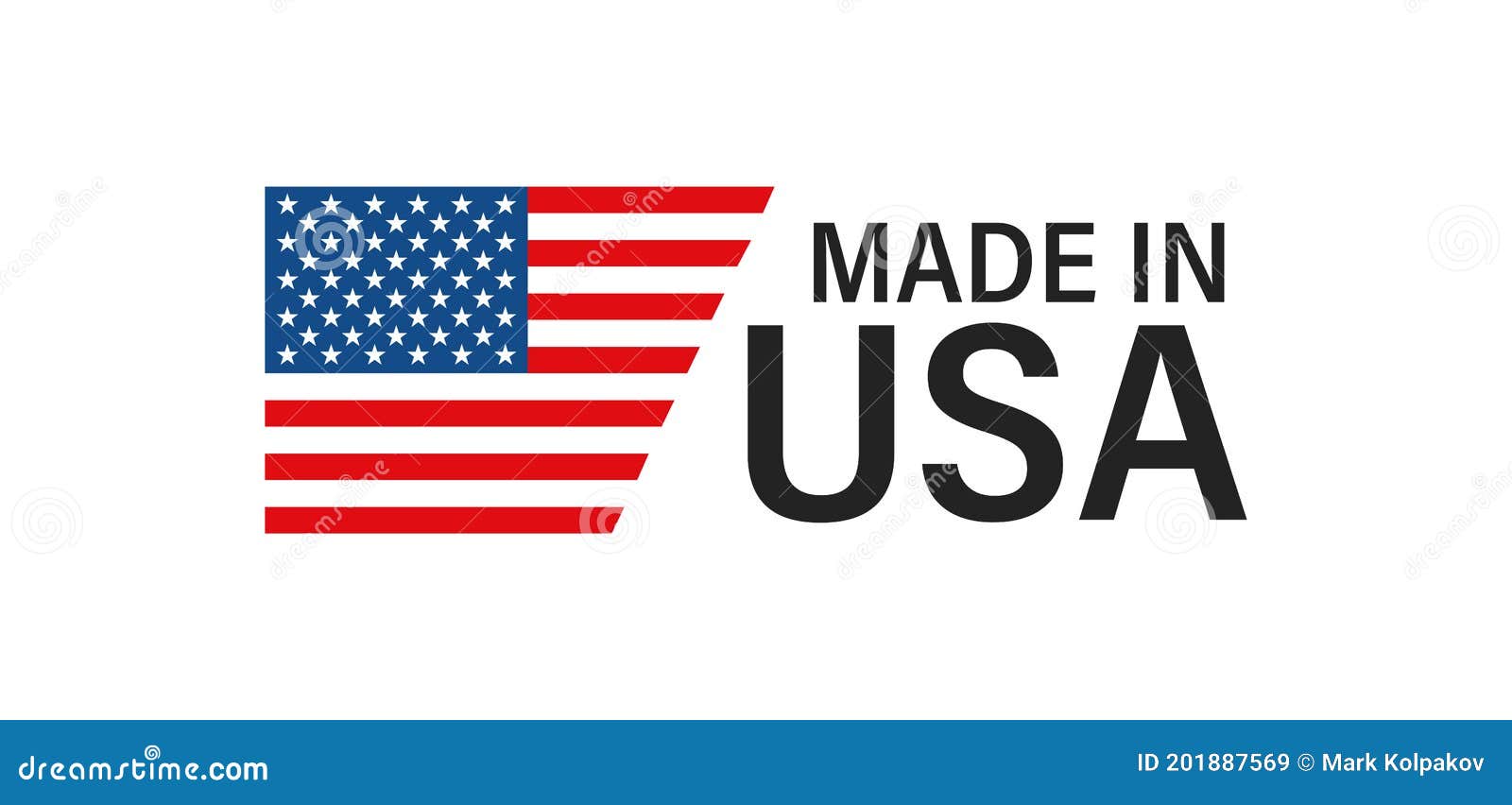 Made in USA. Sign with America Flag Elements Vector Design, Isolated