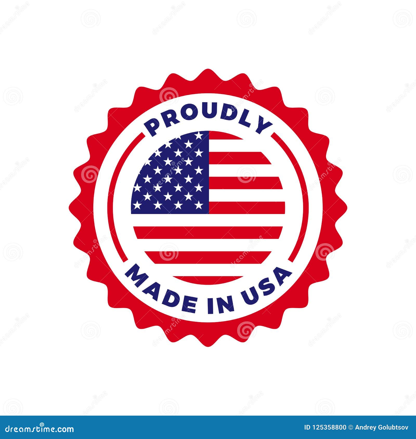 Made In Usa American Quality Flag Vector Seal Icon Stock Vector