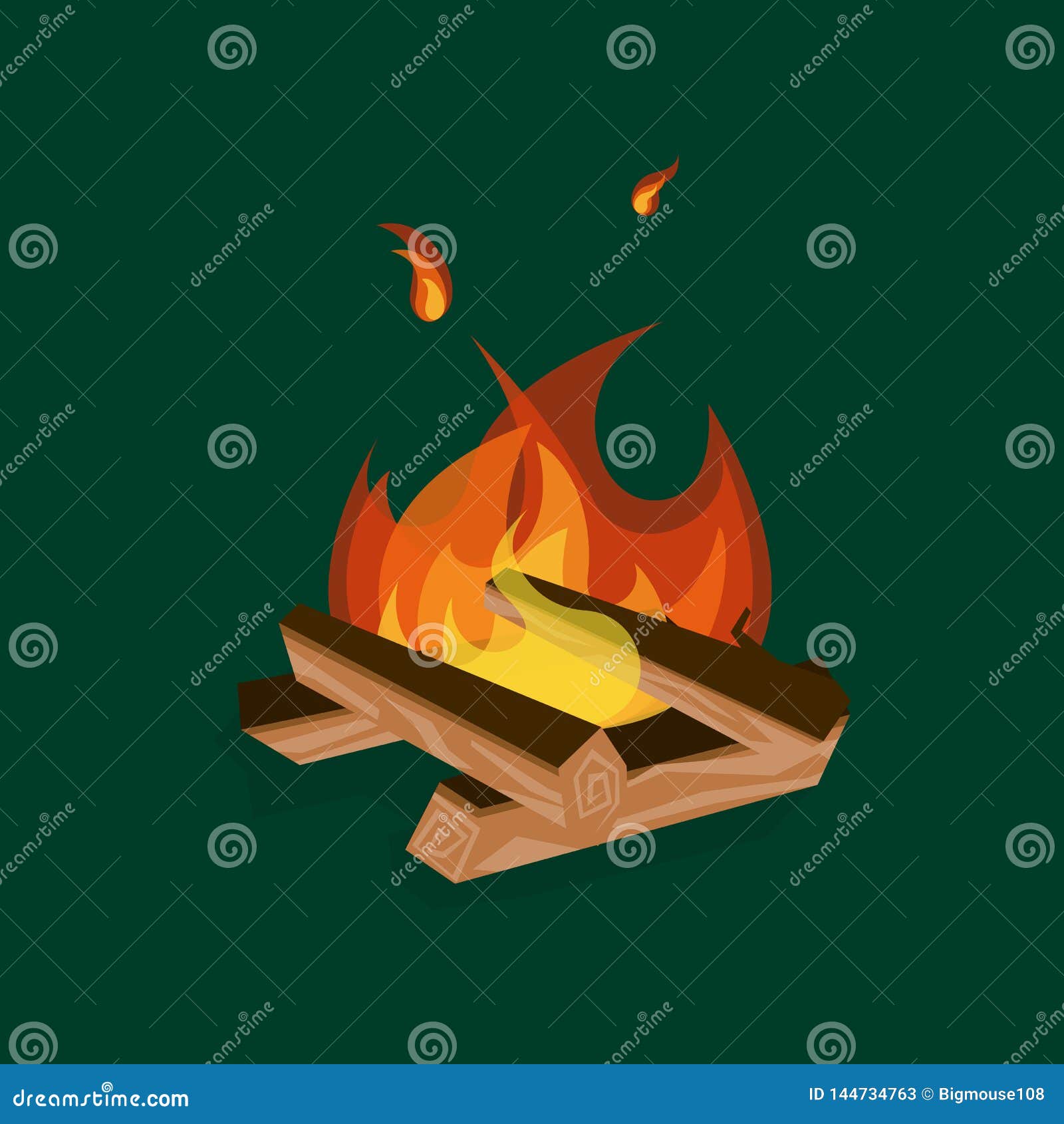 Ícone da fogueira fogo dos desenhos animados no símbolo da fogueira das  madeiras