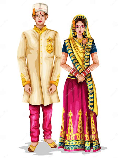 Madhya Pradeshi Wedding Couple in Traditional Costume of Madhya Pradesh ...
