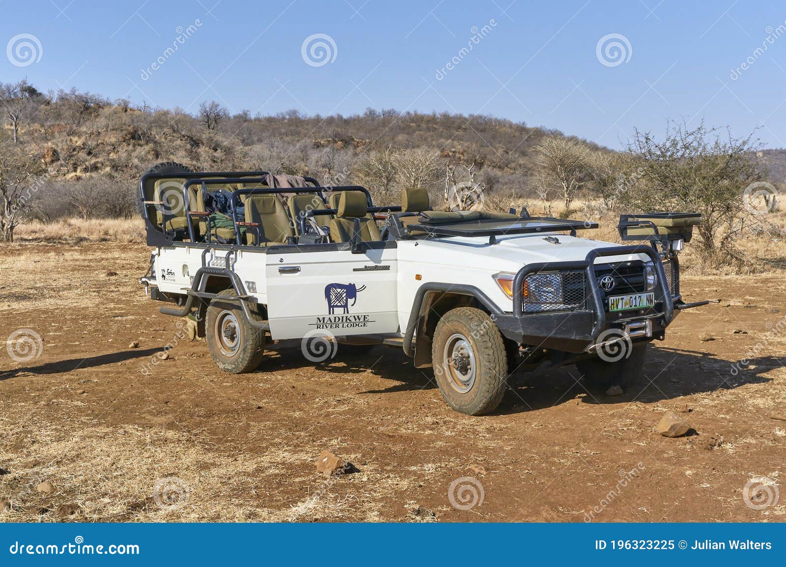 Madikwe, South Africa-2nd September 2104: A White Toyota Land Cruiser