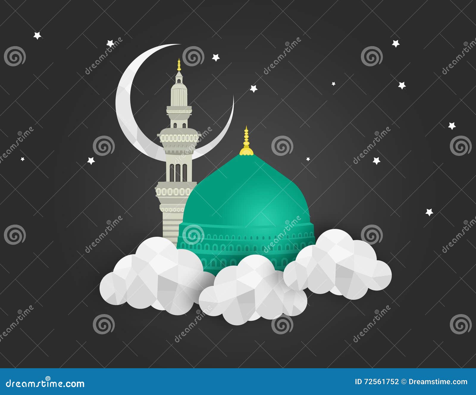 Madina - Saudi Arabia Green Dome of Prophet Muhammad Design Stock ...