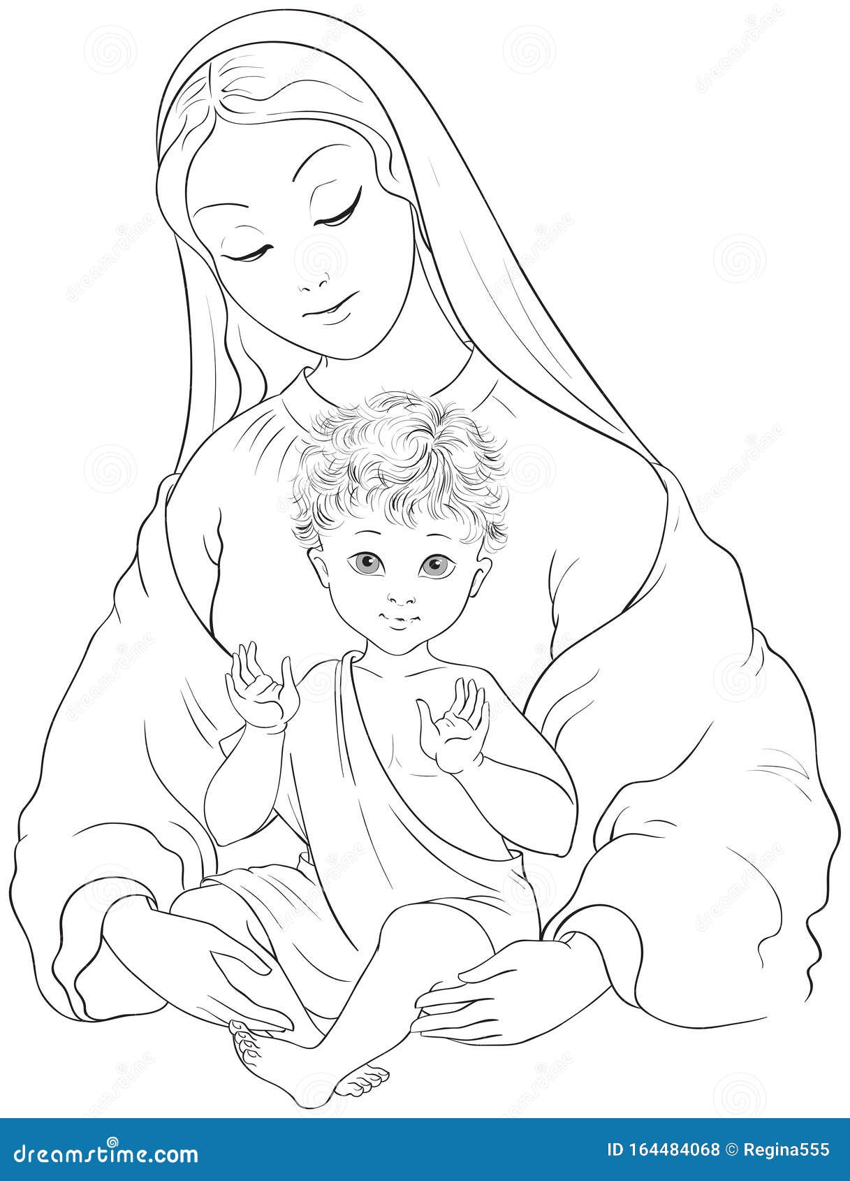 Madonna Y Niño Bendita Virgen María Con La Página De Coloreo Vectorial Baby  Jesus Ilustración del Vector - Ilustración de contorno, manos: 164484068