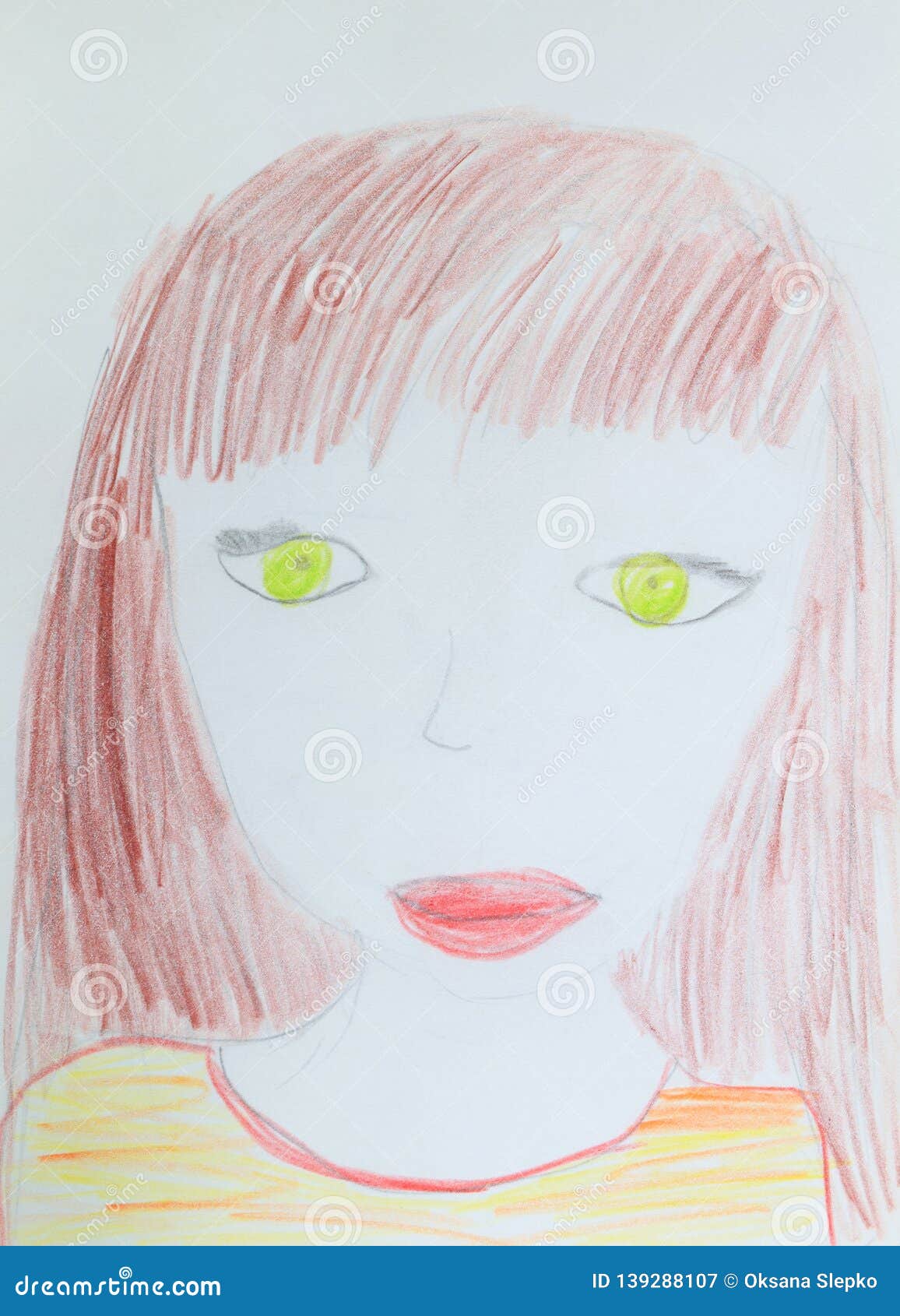 Madre Mujer Con Los Ojos Verdes Y El Pelo Marrón Dibujo Del ` S De Los  Niños Imagen Del Lápiz Stock de ilustración - Ilustración de maternidad,  cuadro: 139288107