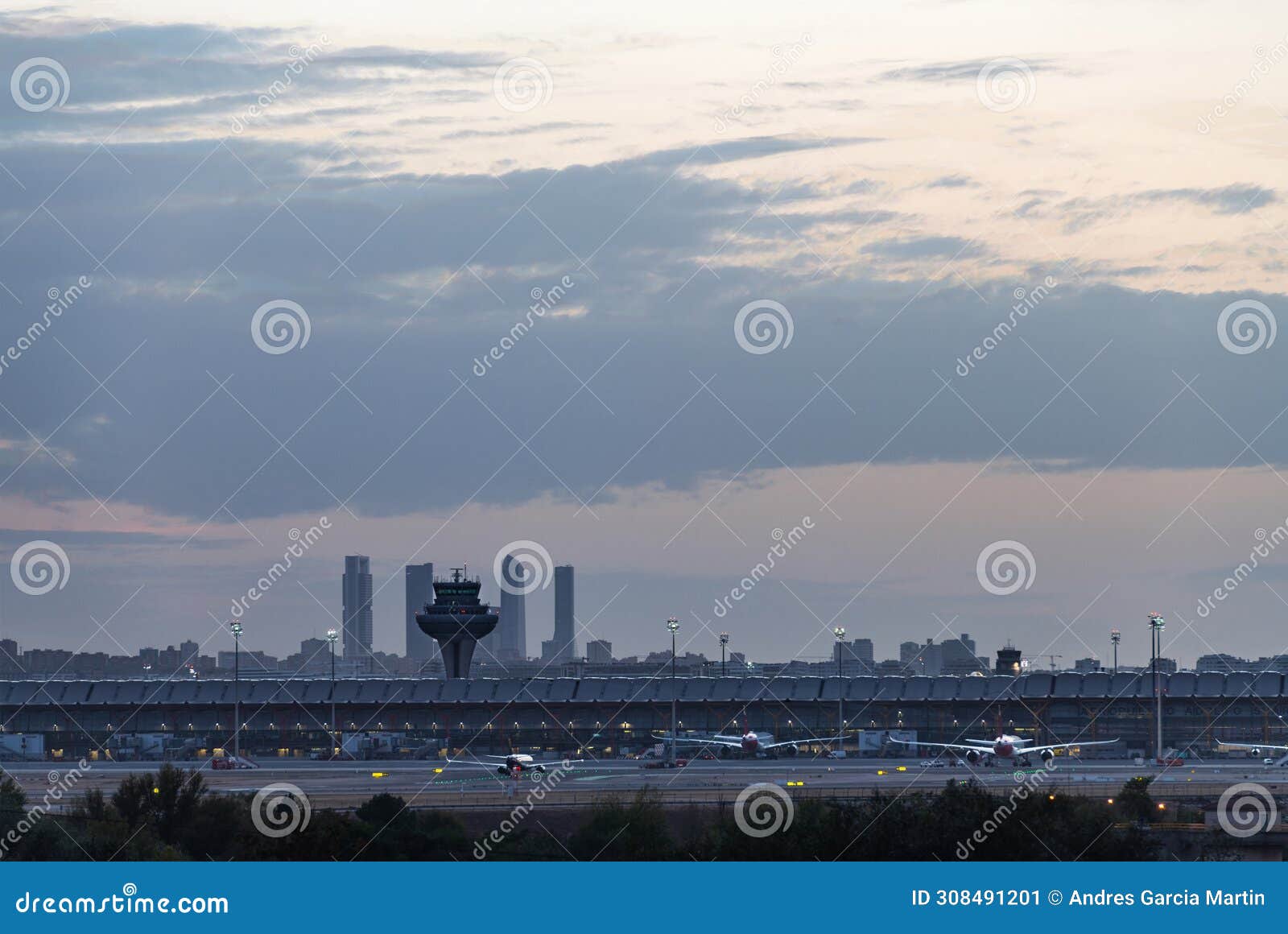 madrid barajas airport and city skyline