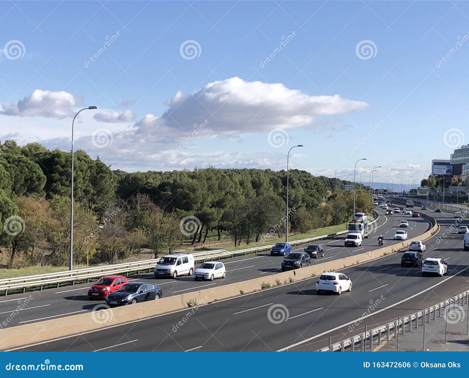 Madrid highway traffic stock photo. Image of highway - 163472606