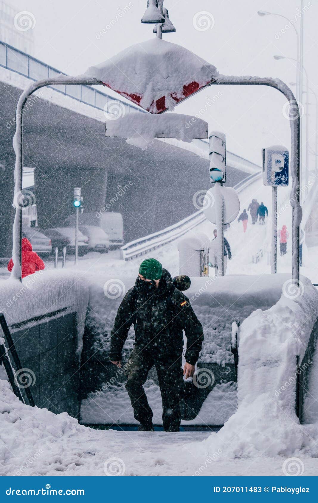 Madrid Spain - January 2021: Pacifico Underground Metro Station Covered in  Snow Due To Filomena Storm with a Soldier of Unidad Editorial Stock Photo -  Image of 2021, adult: 207011483
