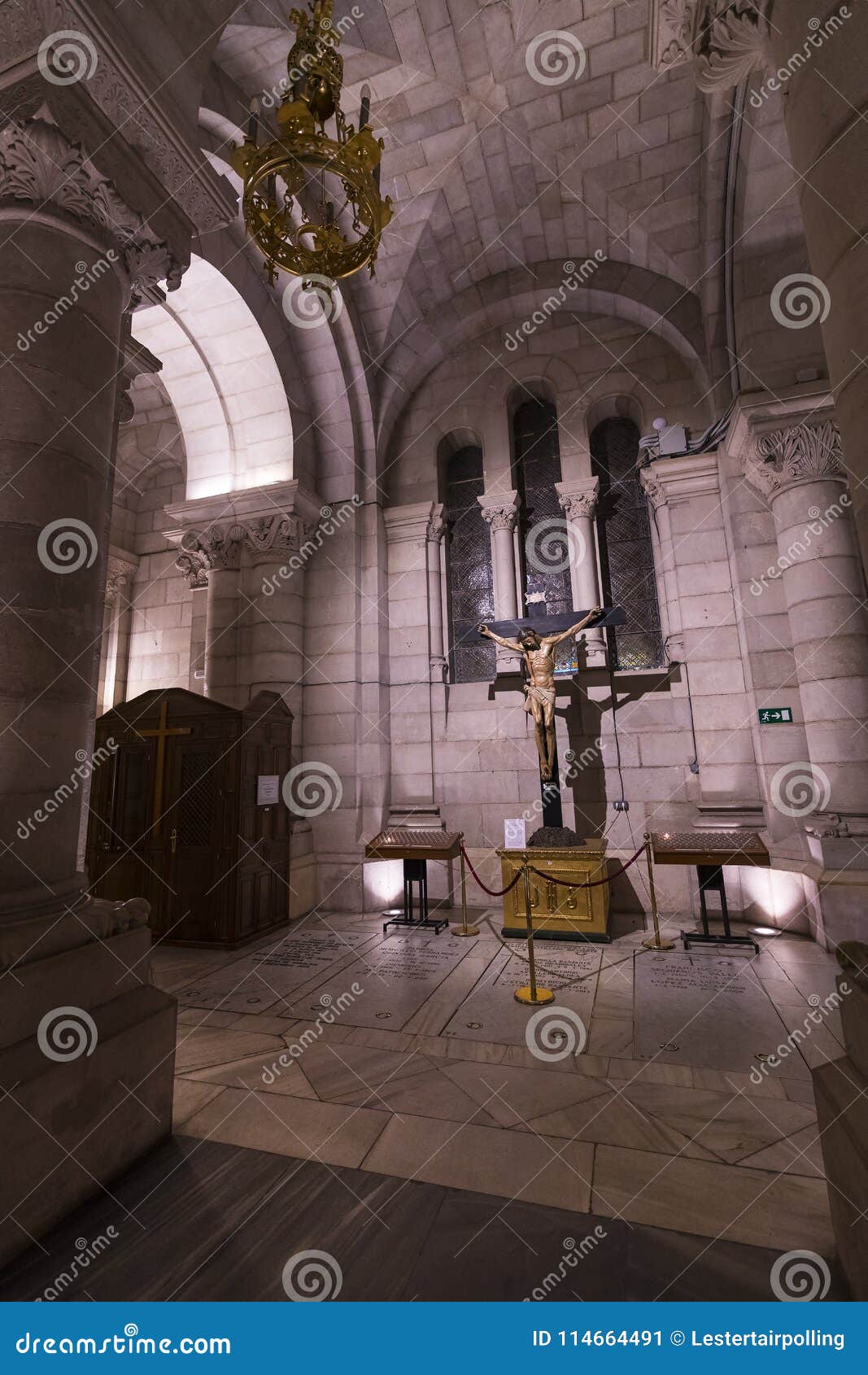 Interior Of The Crypt Almudena Cathedral In The Gothic Style