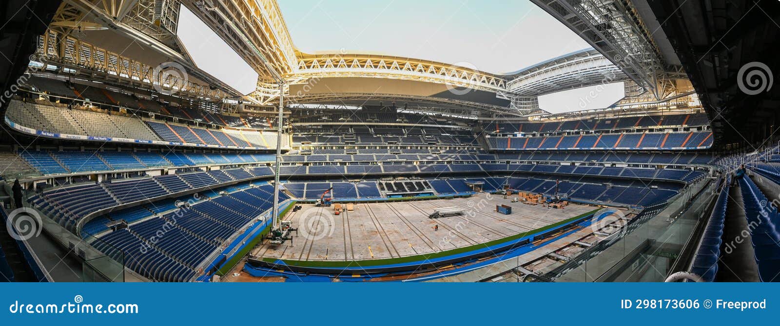 madrid, spain - november 16, 2023:renovation works in the santiago bernabeu stadium, real madrid