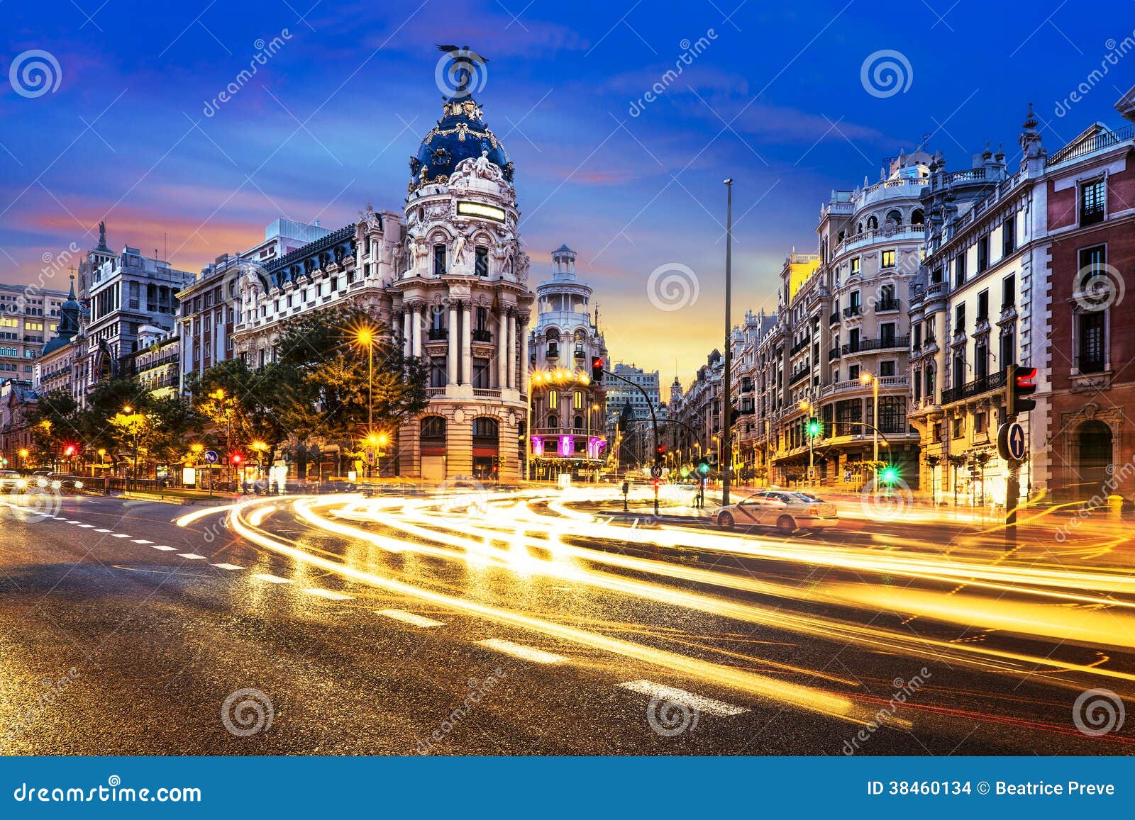 Madryt Centrum Miasta, Granu Vis Hiszpania Zdjęcie Stock - Obraz