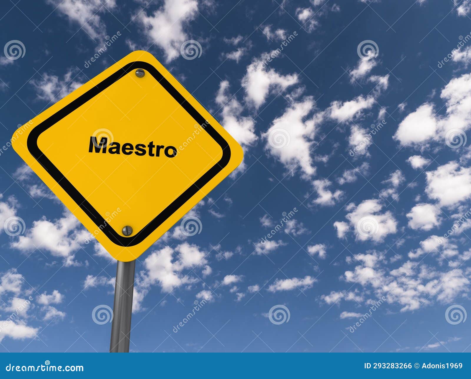 maestro traffic sign on blue sky