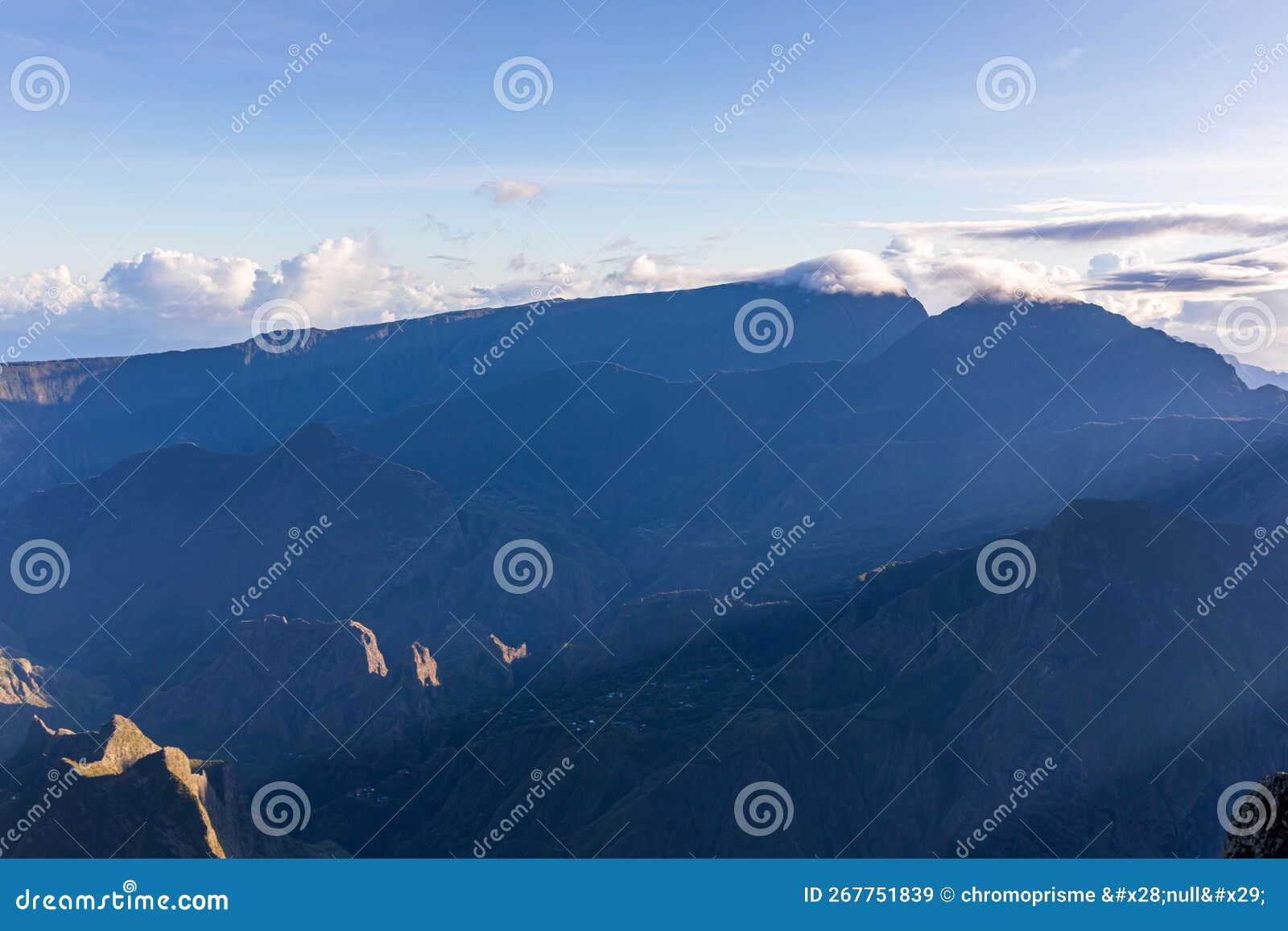 mafate, reunion island - view to mafate cirque from maido point of view