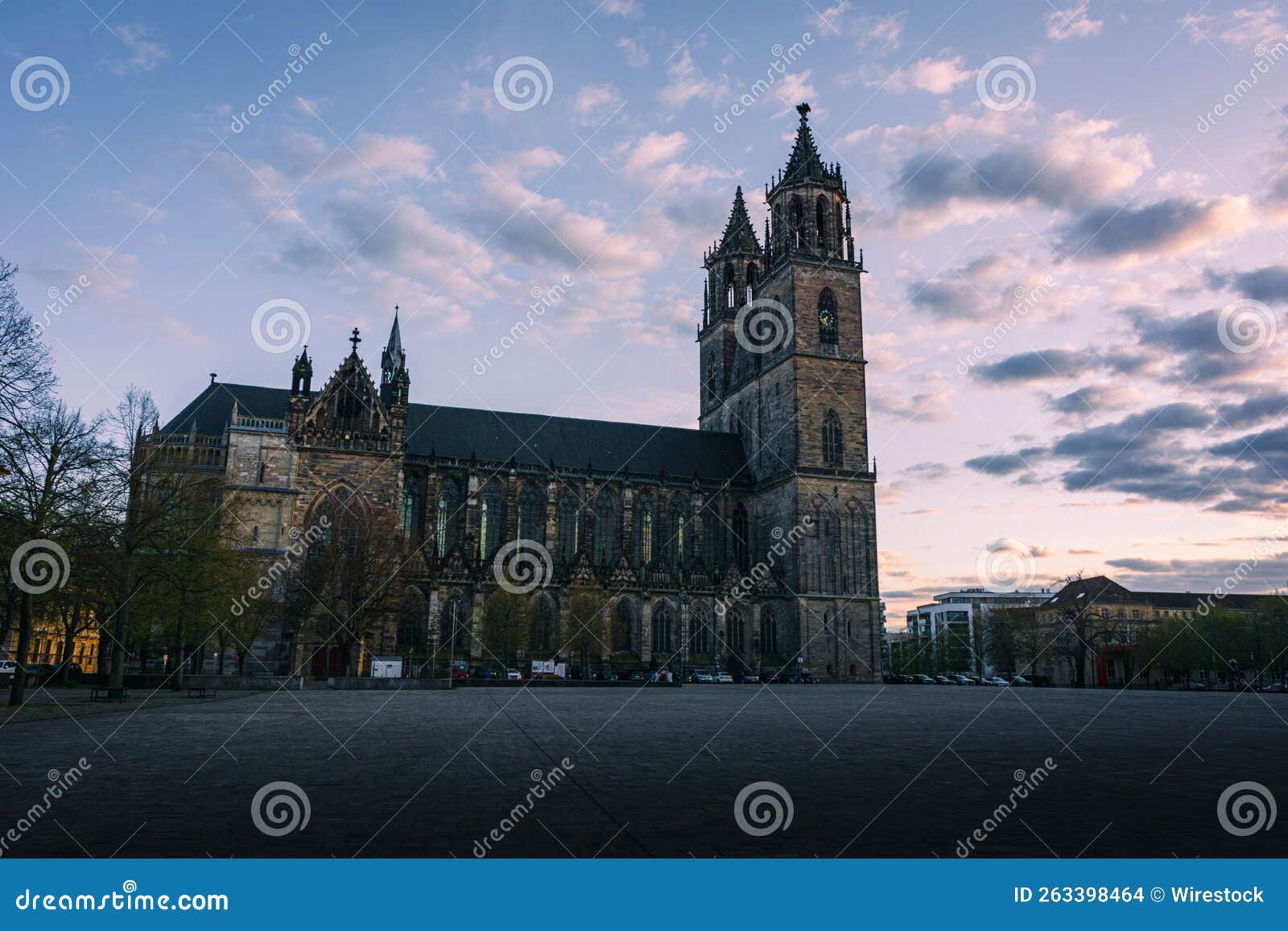 Magdeburg Cathedral at Sunset in Germany. Stock Photo - Image of