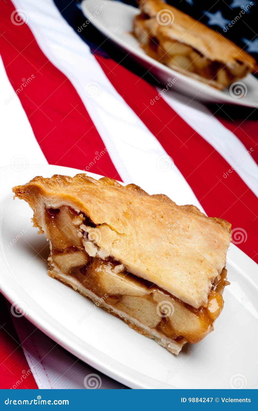 Mage of 2 Pcs of Apple Pie on the American Flag Stock Image Image of