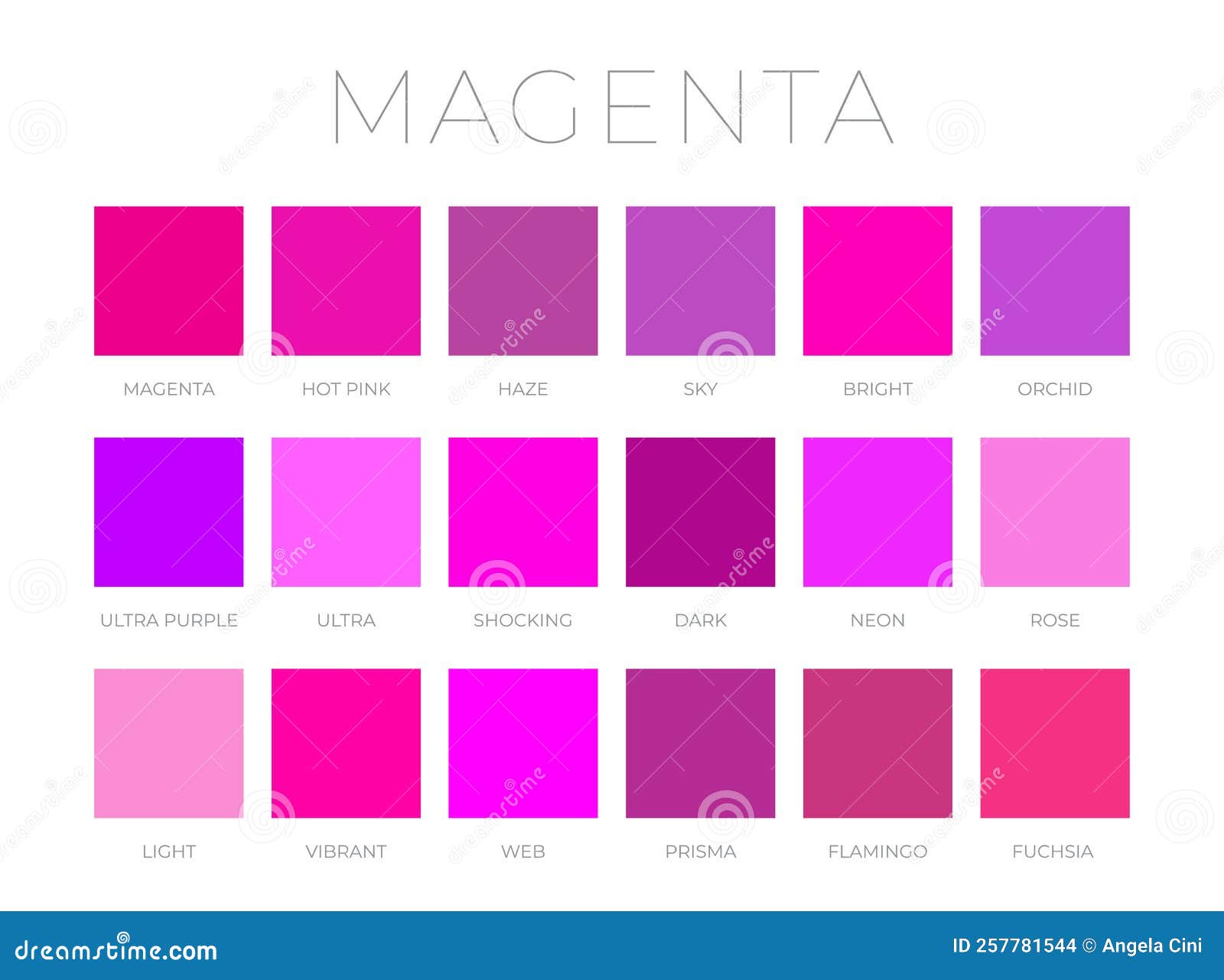 Magenta Color Shades Swatches Stock Vector - Illustration of