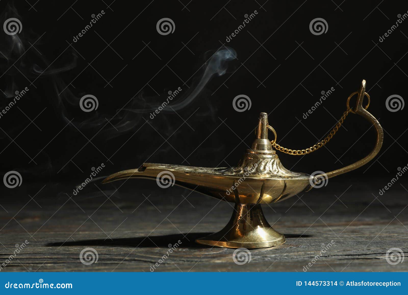 Magic Aladdin Lamp On Wooden Table Stock Photo Image of dates