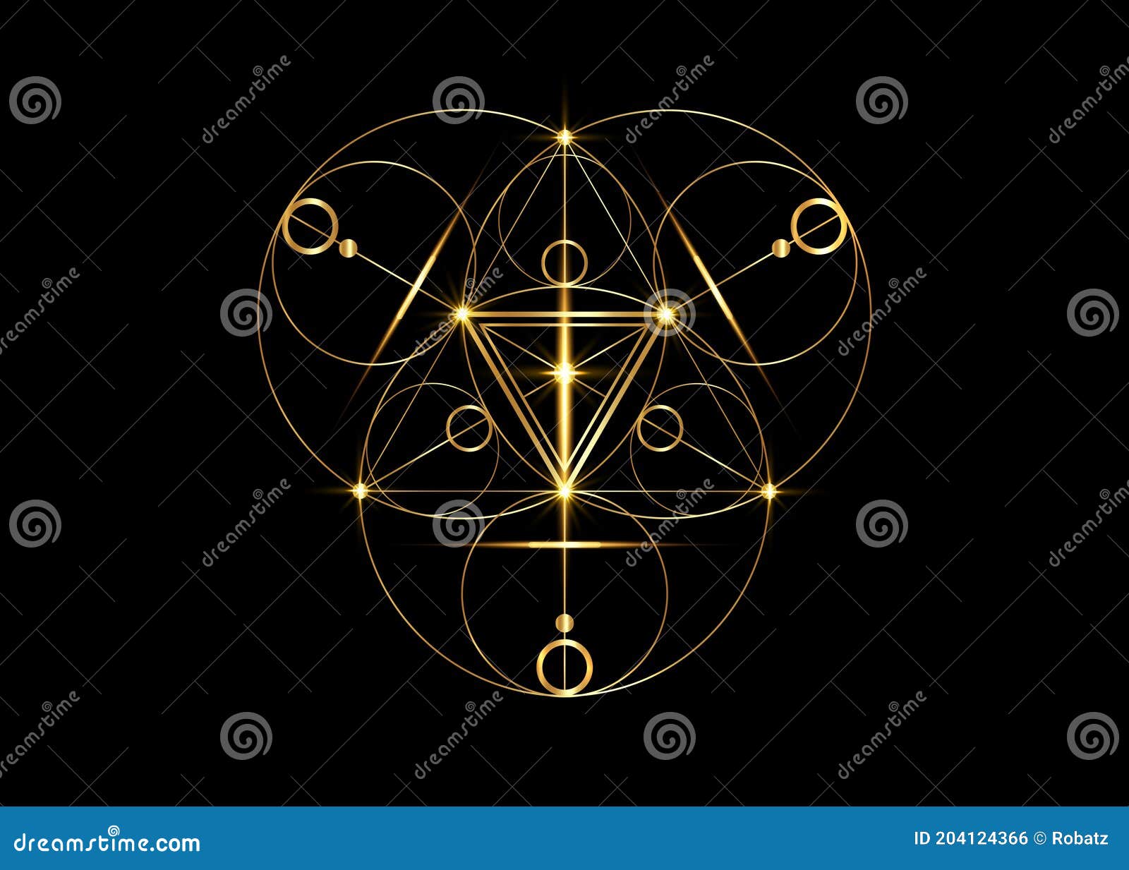 magic alchemy s, sacred geometry. mandala religion, philosophy, spirituality, occultism concept. golden triangle with lines