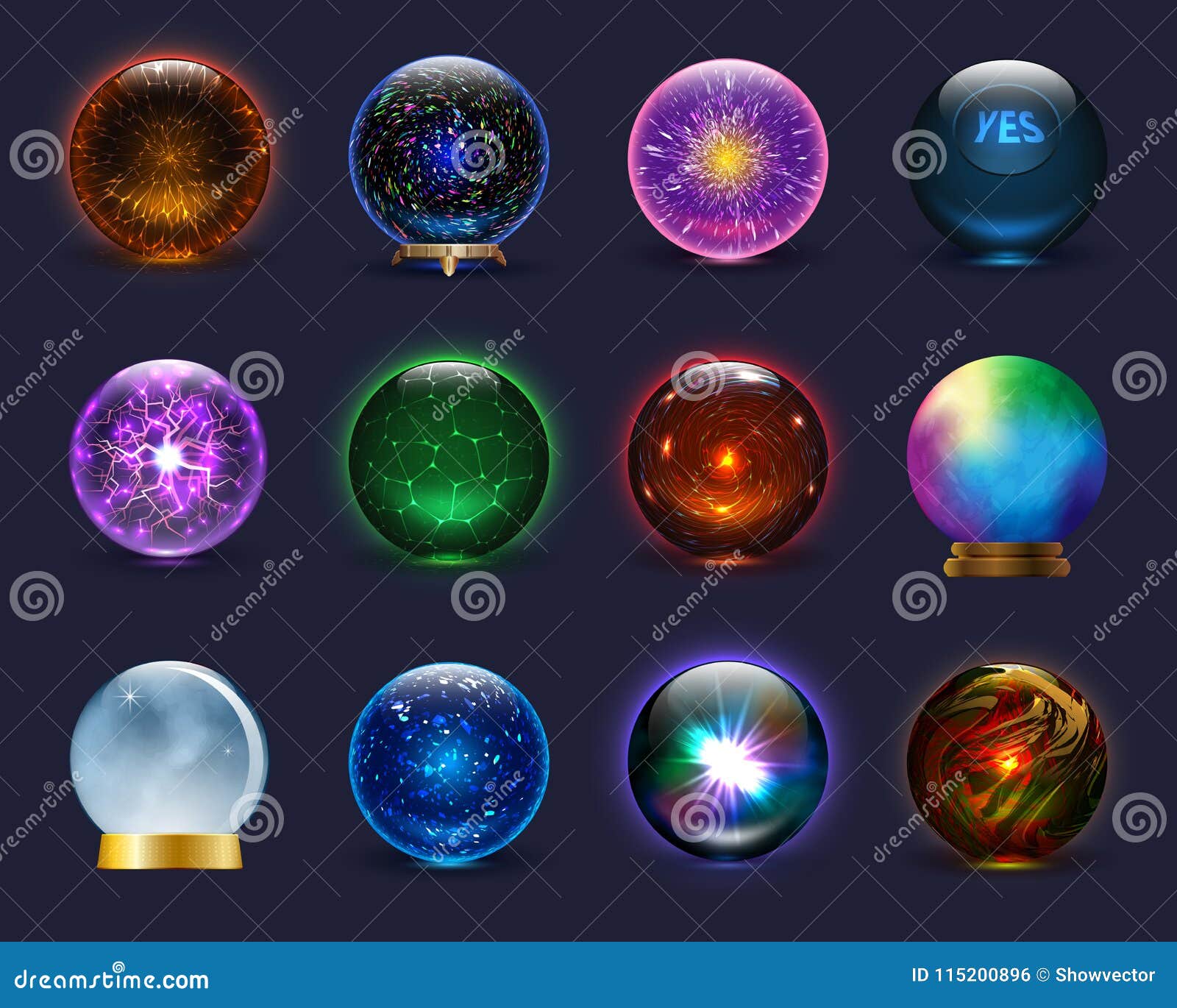 Free Vector  Magic ball with electric lightning inside, realistic