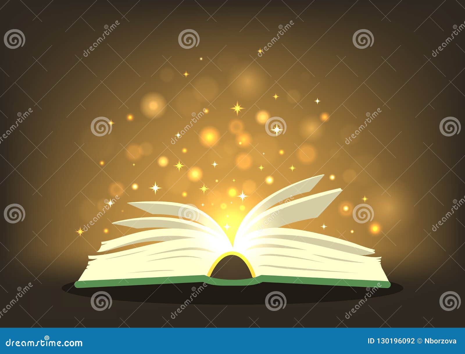Image of Opened Magic Book with Magic Lights