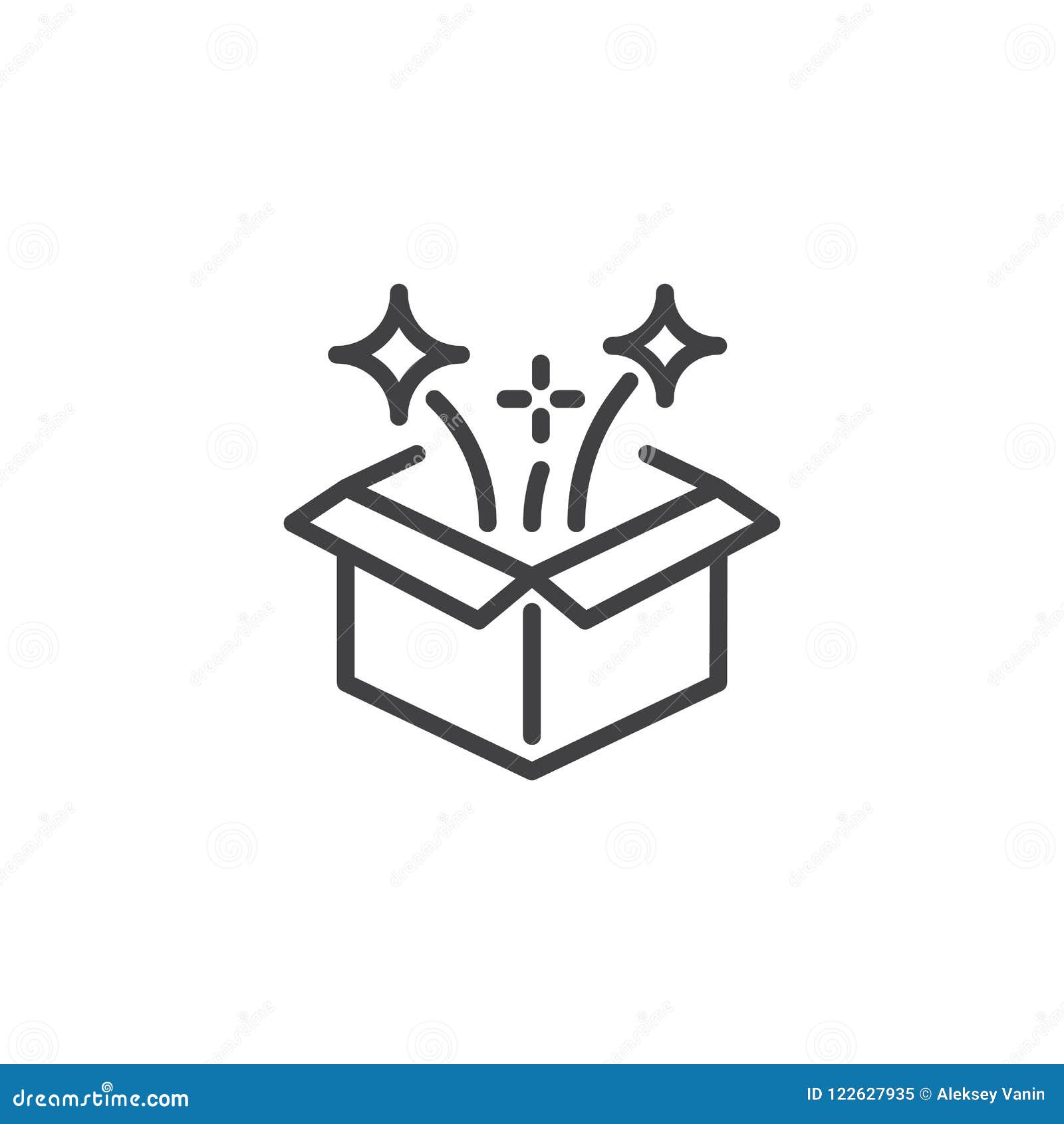 Magic box outline icon stock vector. Illustration of greeting - 122627935