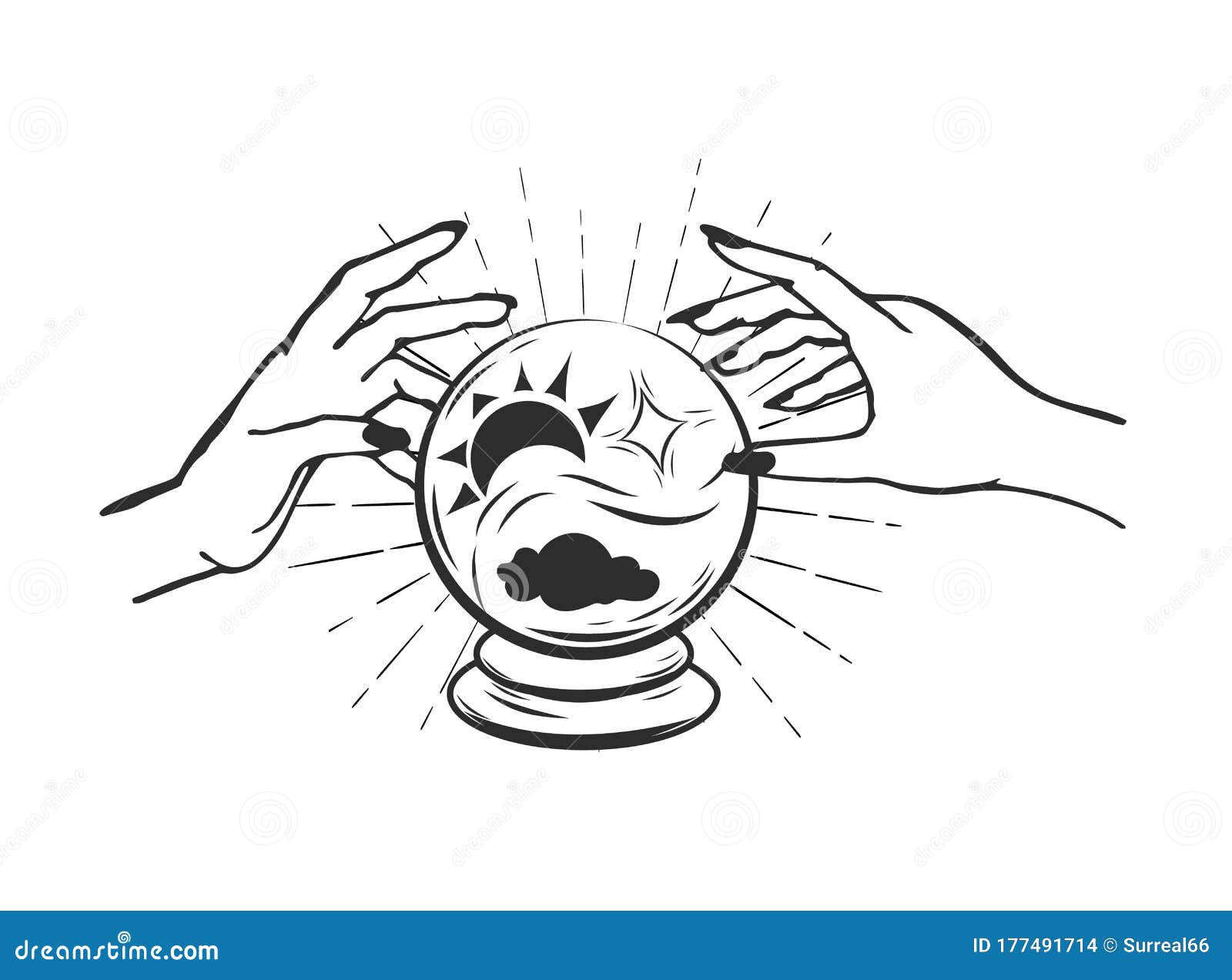 Magic Crystal Ball for Fortune Telling Stock Vector Illustration of