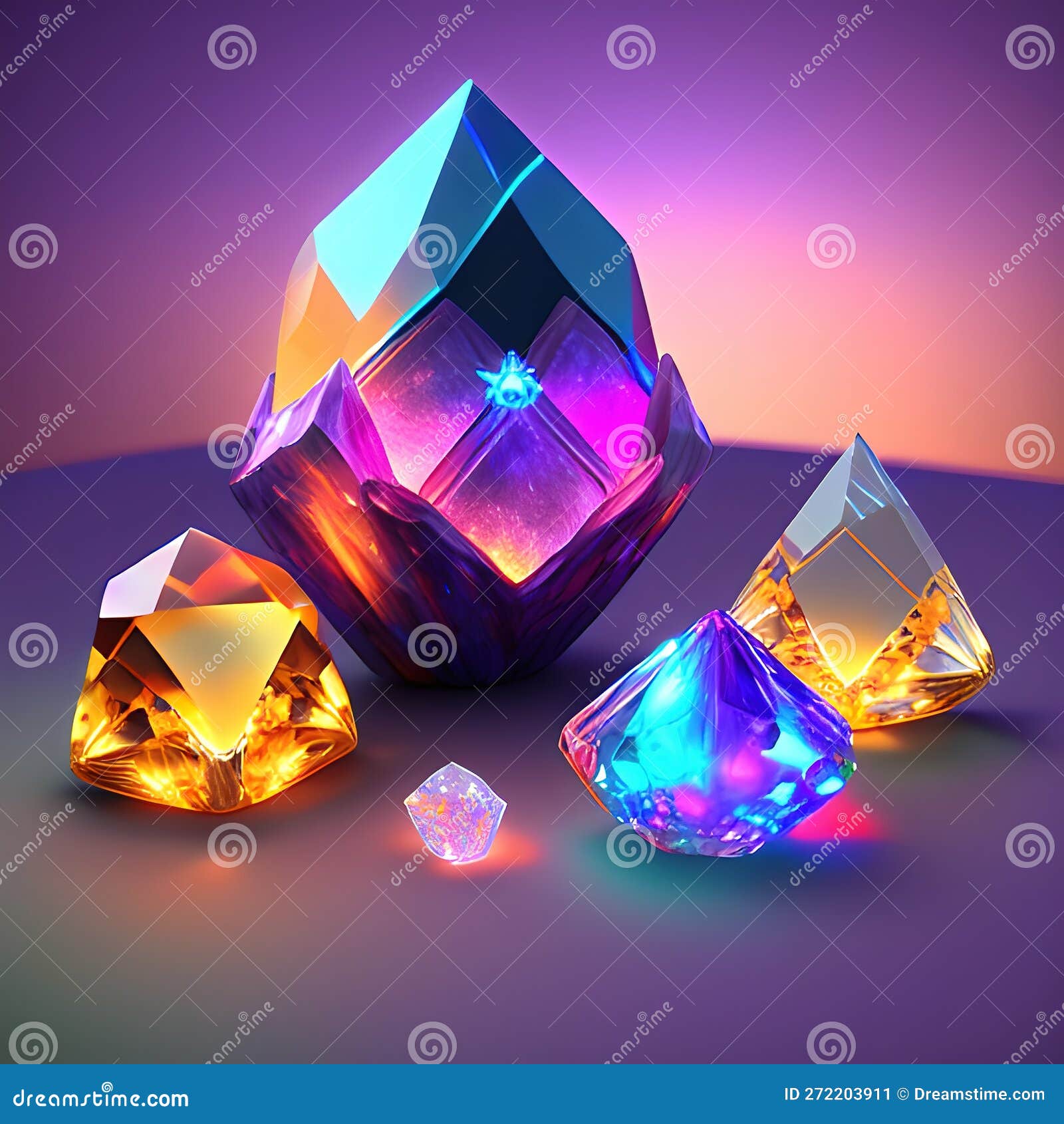 Magic Crystal Light and Gem Stones Ai Generated Stock Illustration ...