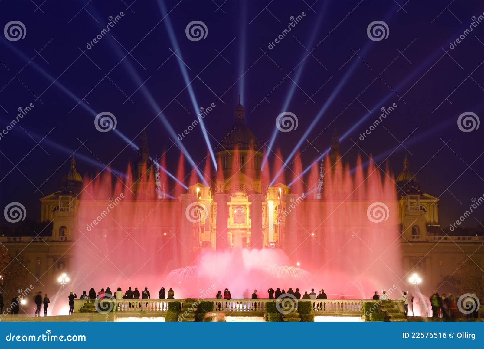 Magic Fountain by Night in Barcelona, Spain Stock Photo Image of
