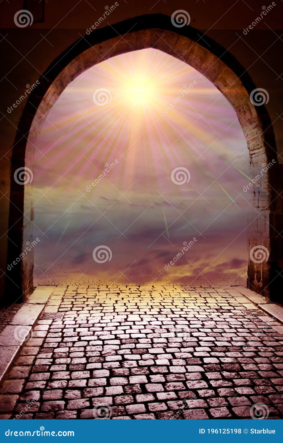 magic gate with divine light and mystic star like spiritual and religious concept