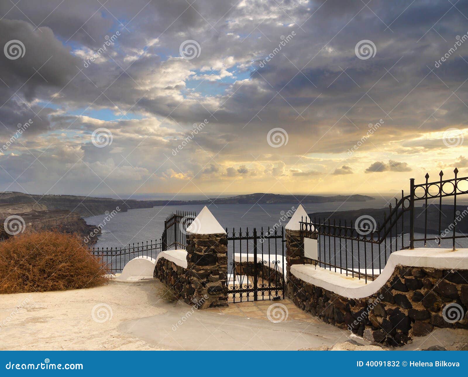 Santorini island Greece stock photo. Image of clouds - 40091832