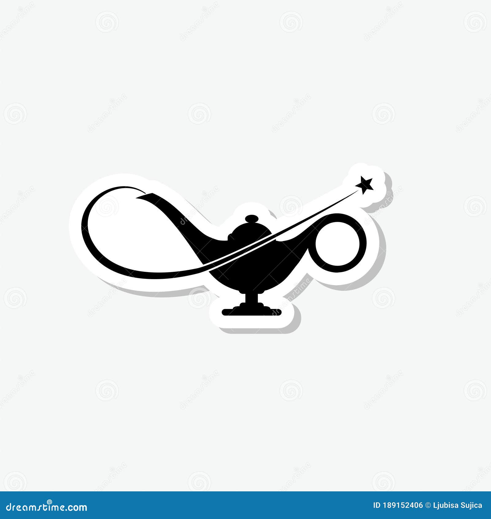 Magic Lamp or Aladdin Lamp Sticker Icon Isolated on Gray Background ...