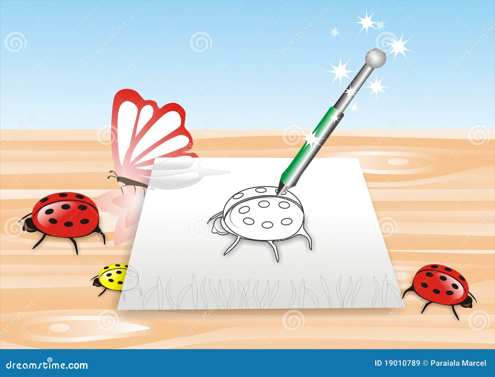 Magic pencil stock vector. Illustration of process, butterfly - 19010789