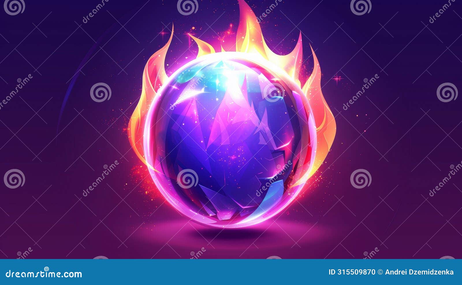 magic prophecy circle icon. glow crystal ball  for fantasy game object. circle light globe magician  for