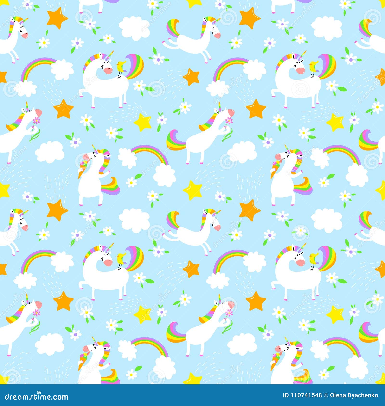 Magic Unicorns Background. Seamless Pattern with Mistycal Horse Stock ...