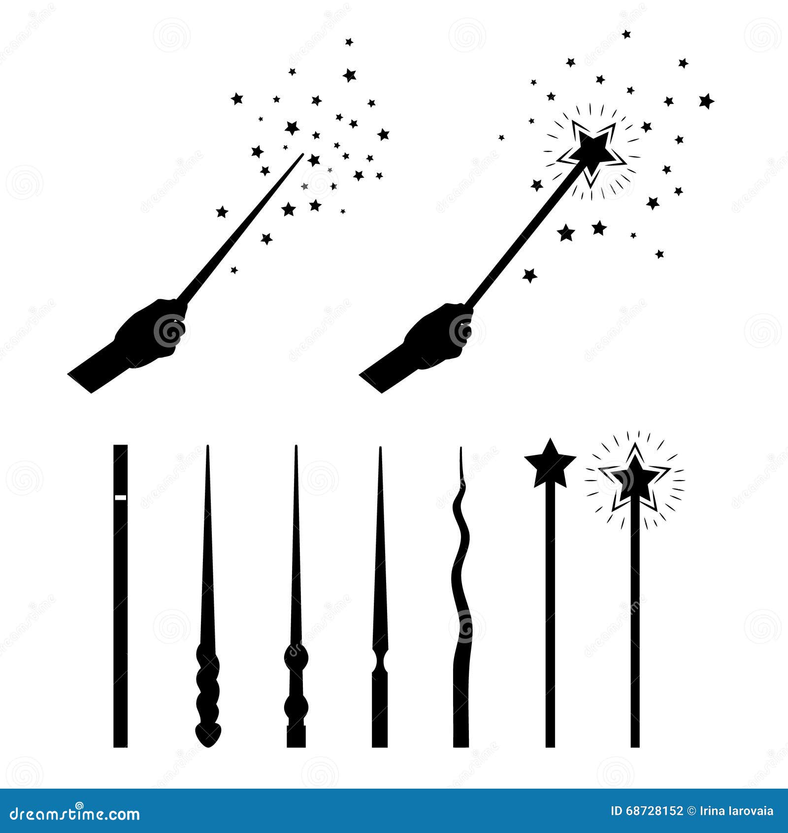 Download Magic wands set. stock vector. Illustration of icon, sign ...