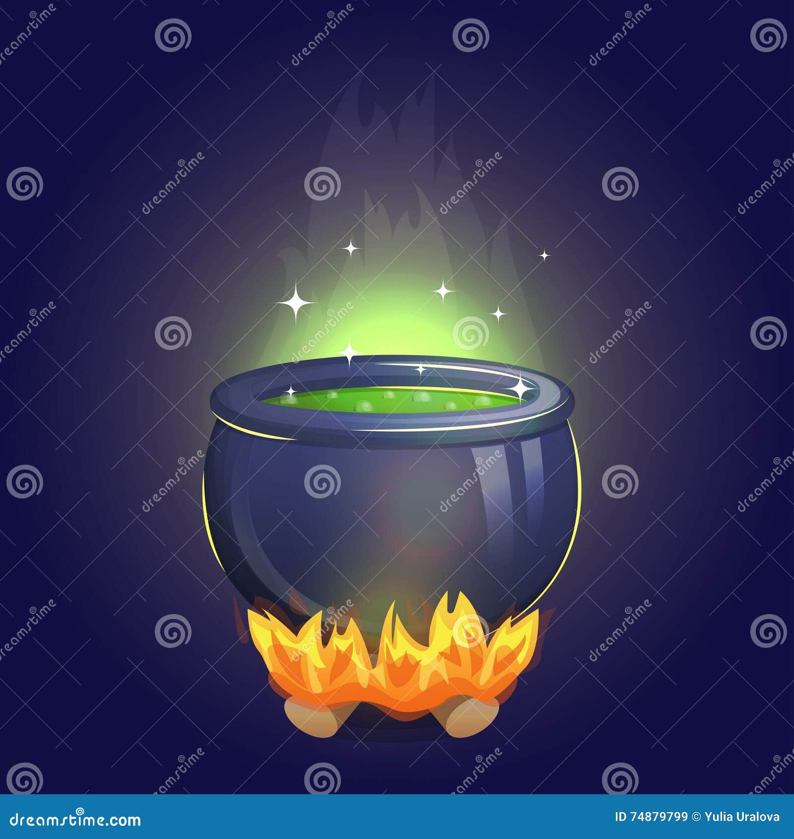 Magic Witch Alchemy Cauldron on Fire Stock Vector Illustration of