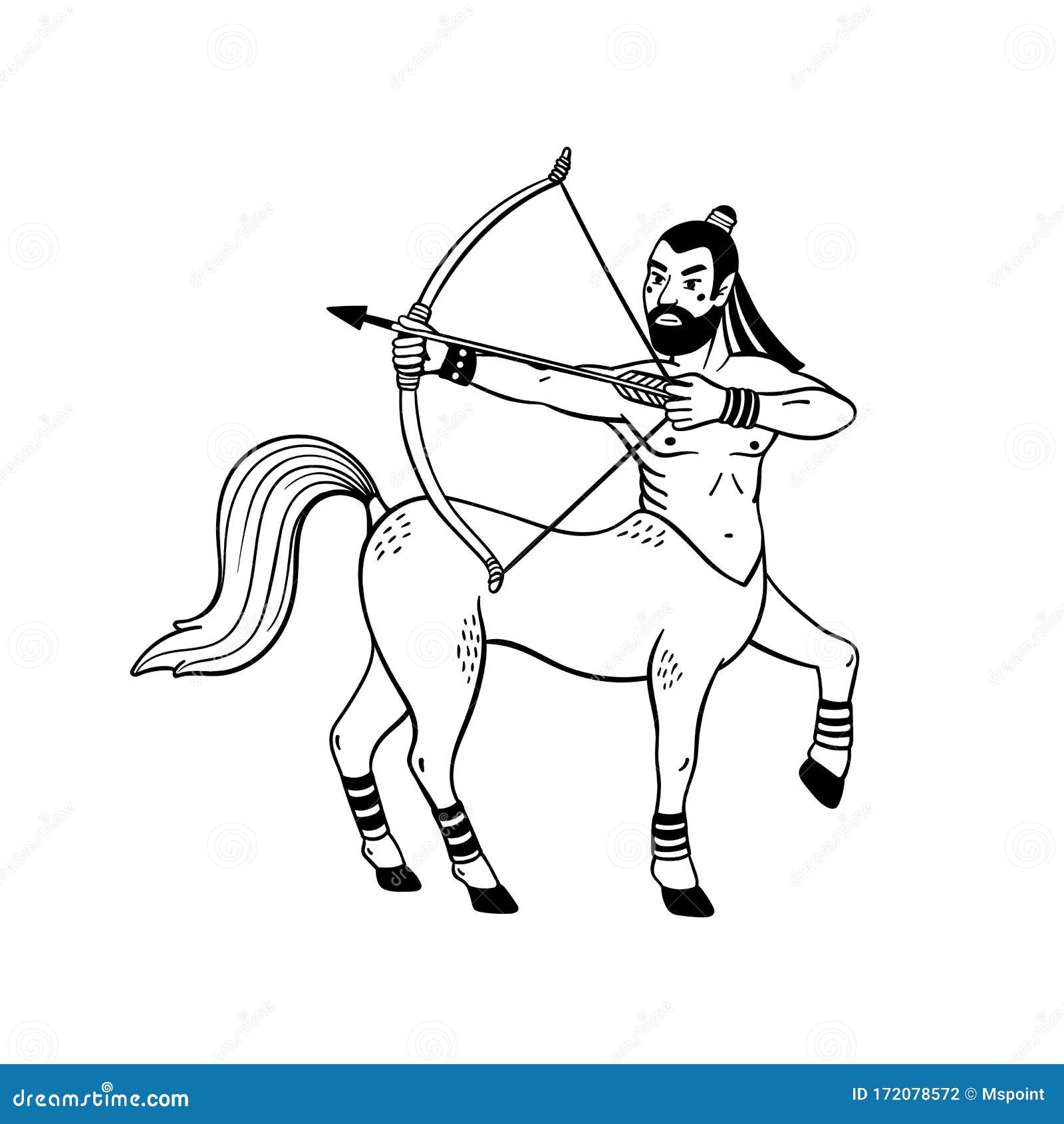 magical creatures set. mythological creature - centaur. doodle style black and white    on