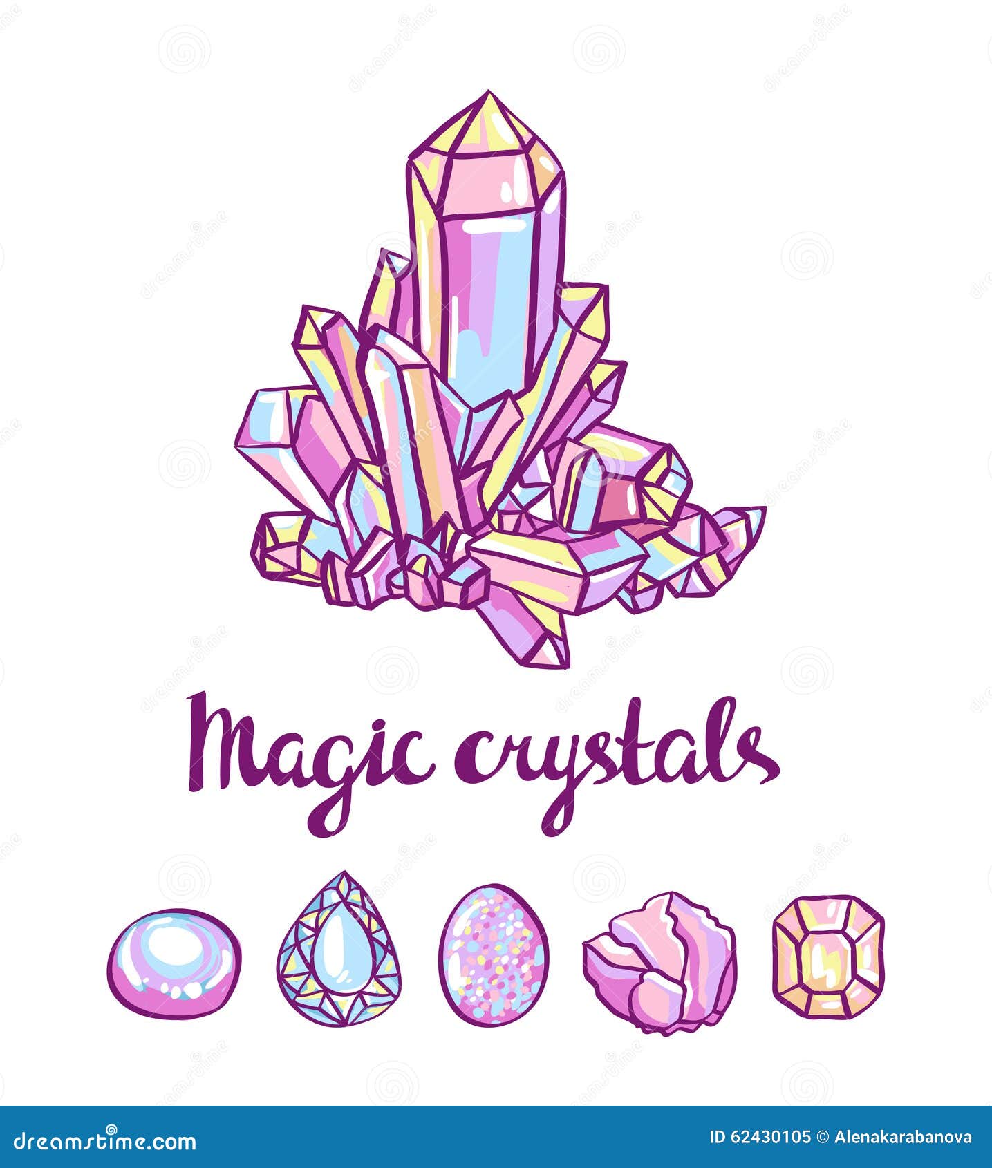 magical crystals. jeweler card.