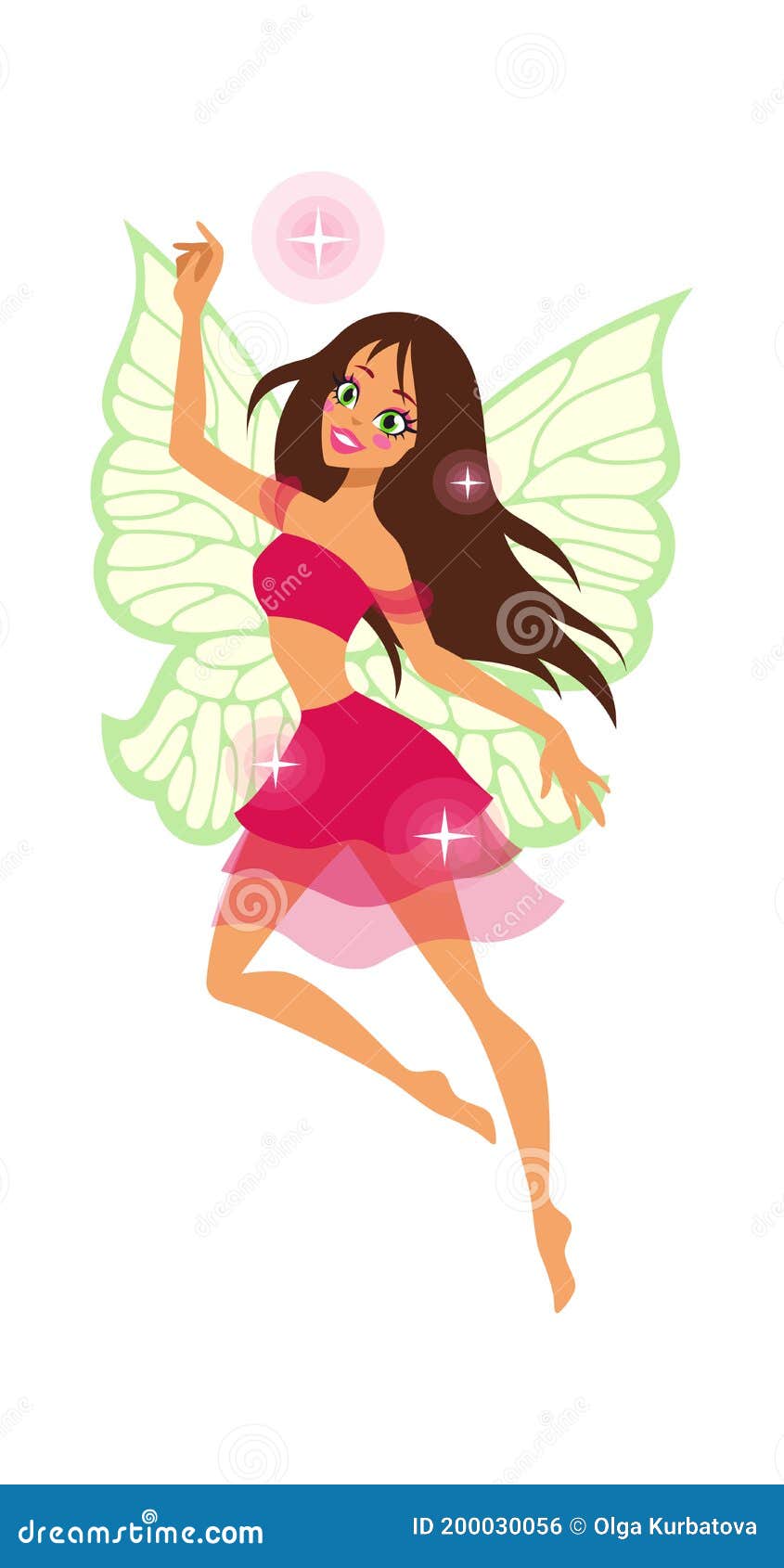 Magical Cute Fairy. Cartoon Female Character with Butterfly Wings ...