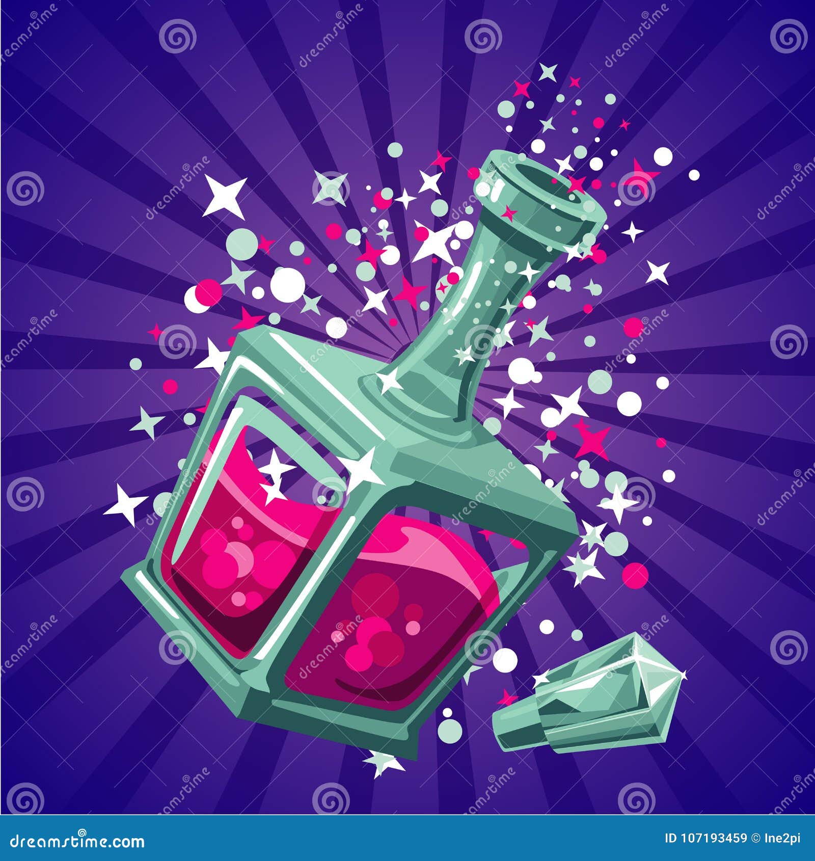 Magical Elixir. Game Design Concept Magic Bottle. Cartoon Illustartion