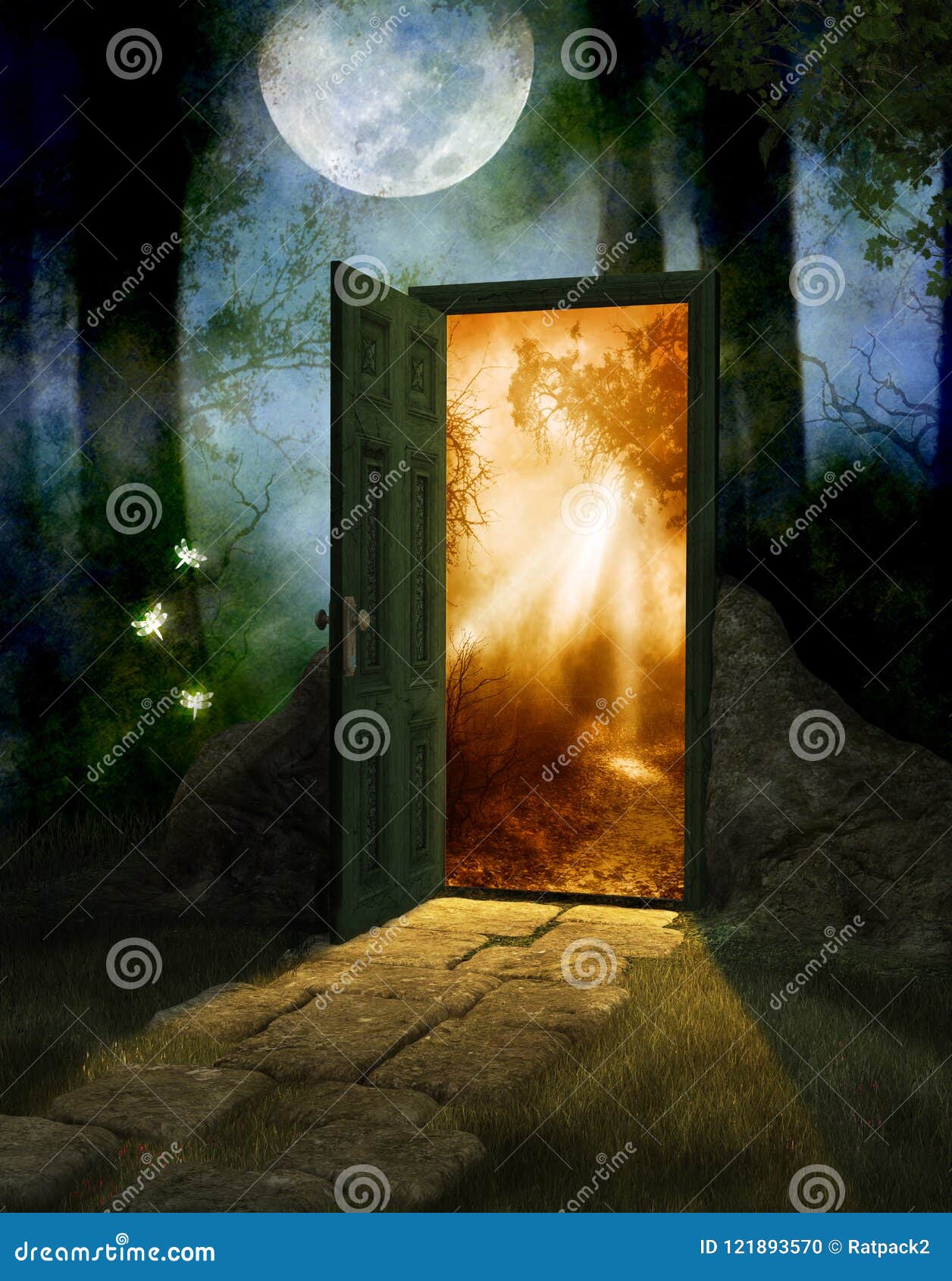 magical fairy wood with door to new world