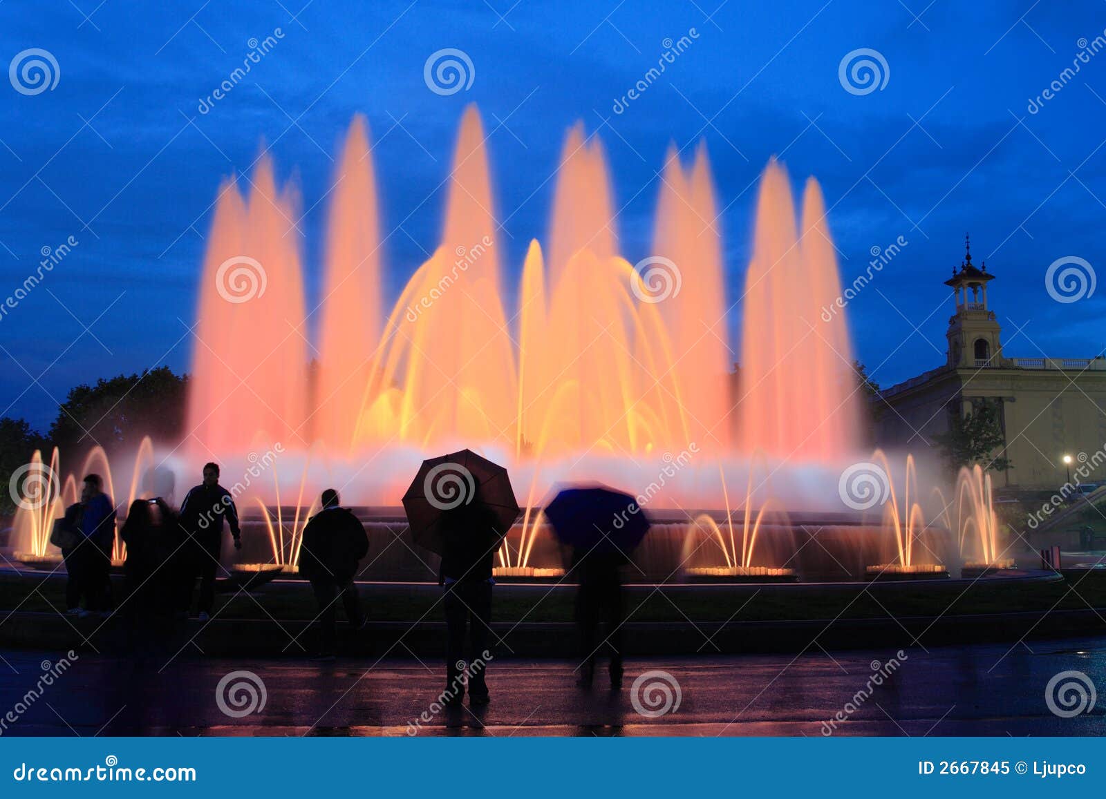 Magical Fountain in Barcelona Stock Image Image of europe, color 2667845