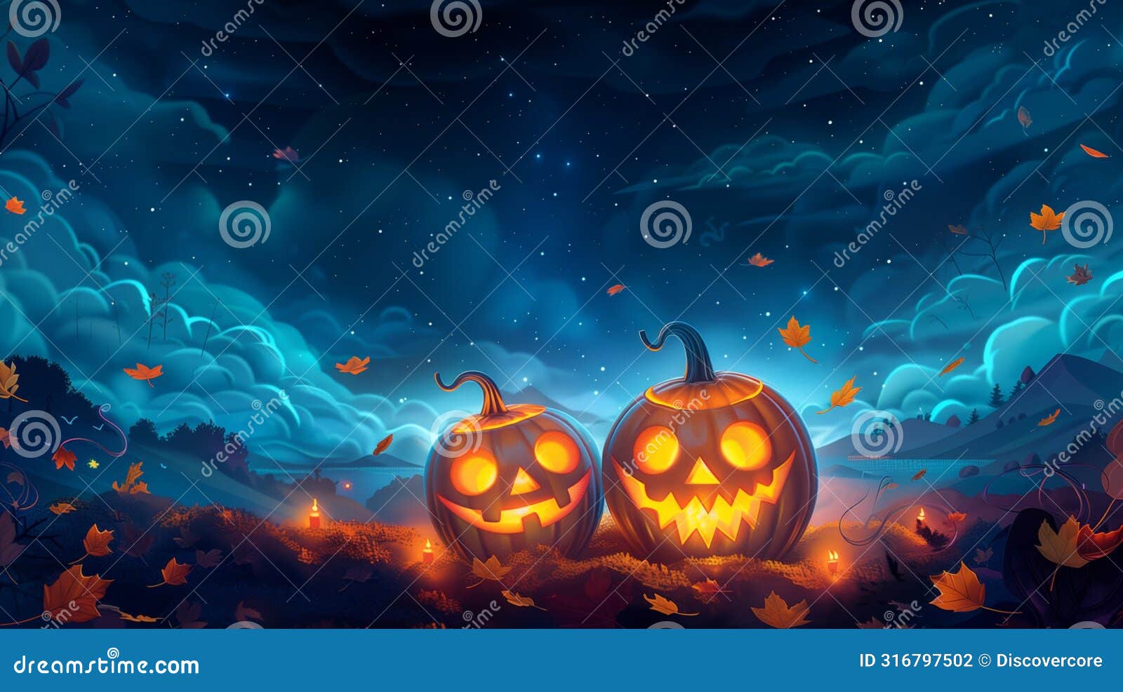 magical halloween night: playful pumpkin s