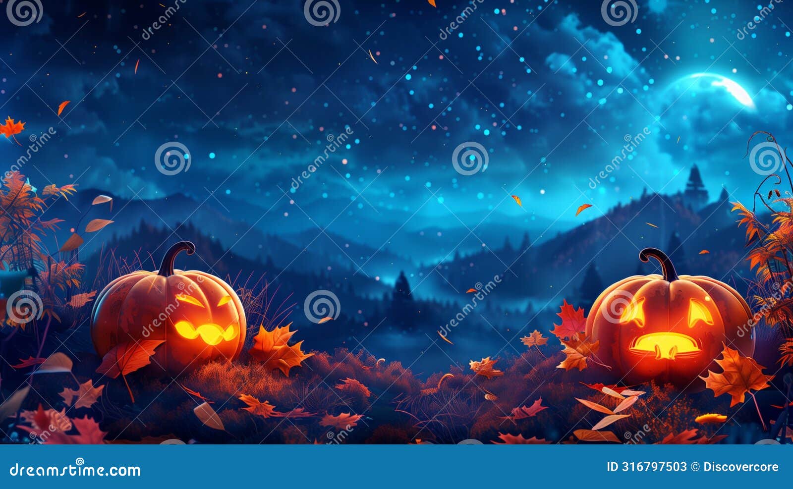 magical halloween night: playful pumpkin s