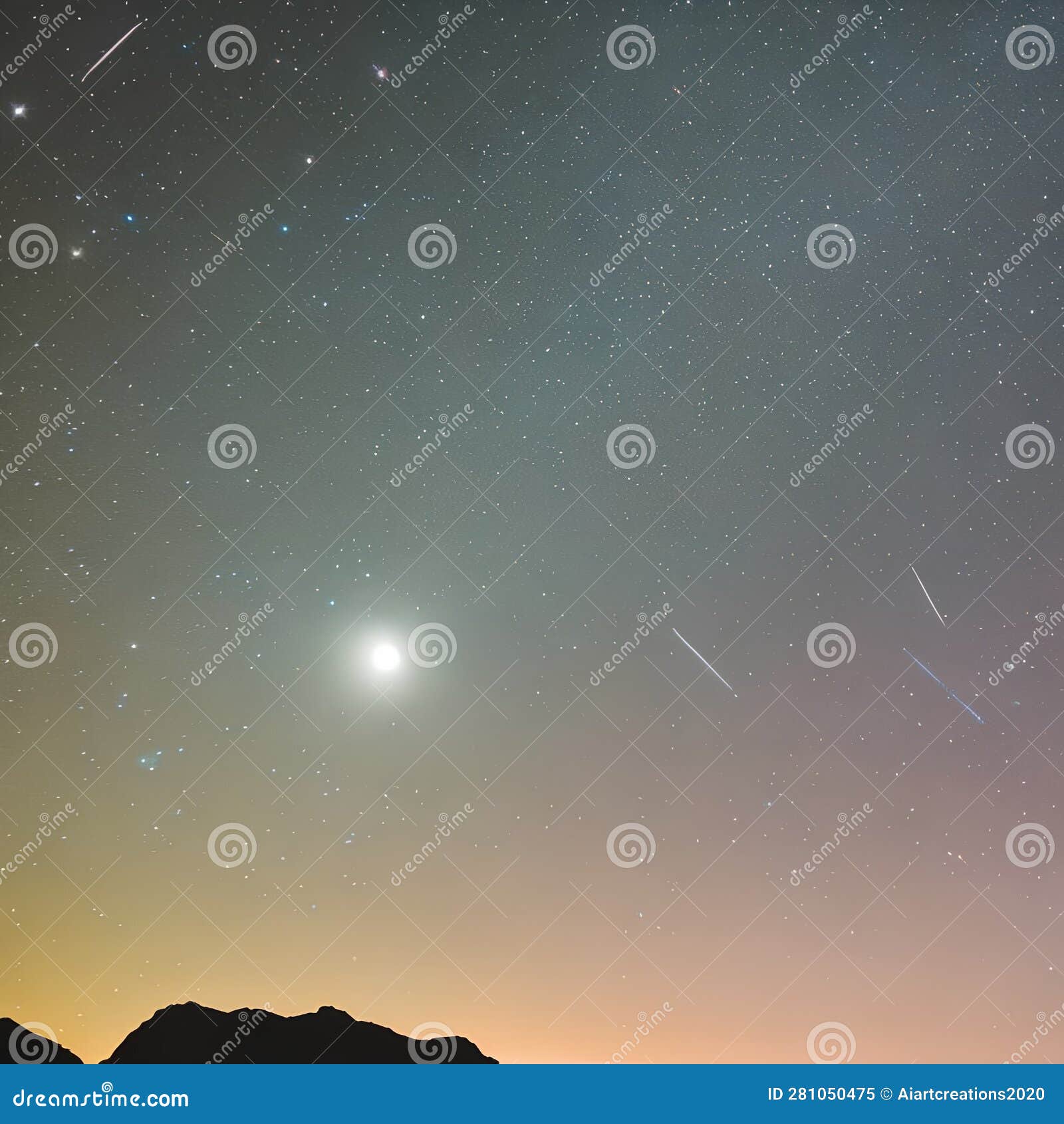 a magical night sky filled with shooting stars and a radiant full moon3, generative ai