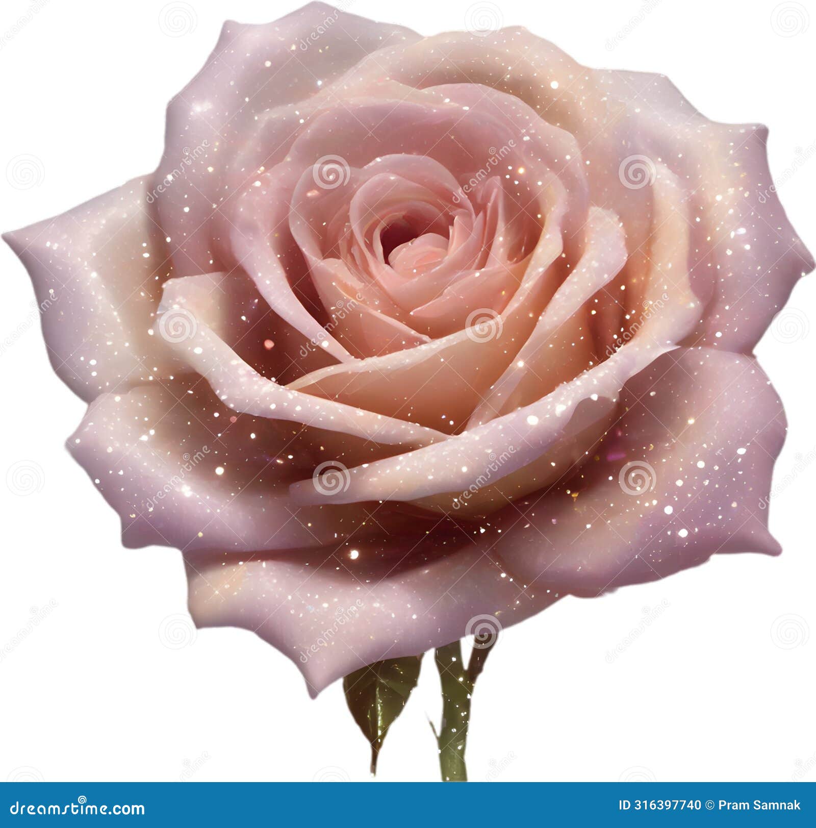 magical stardust rose of enchantment, stardust rose clipart for decoration.