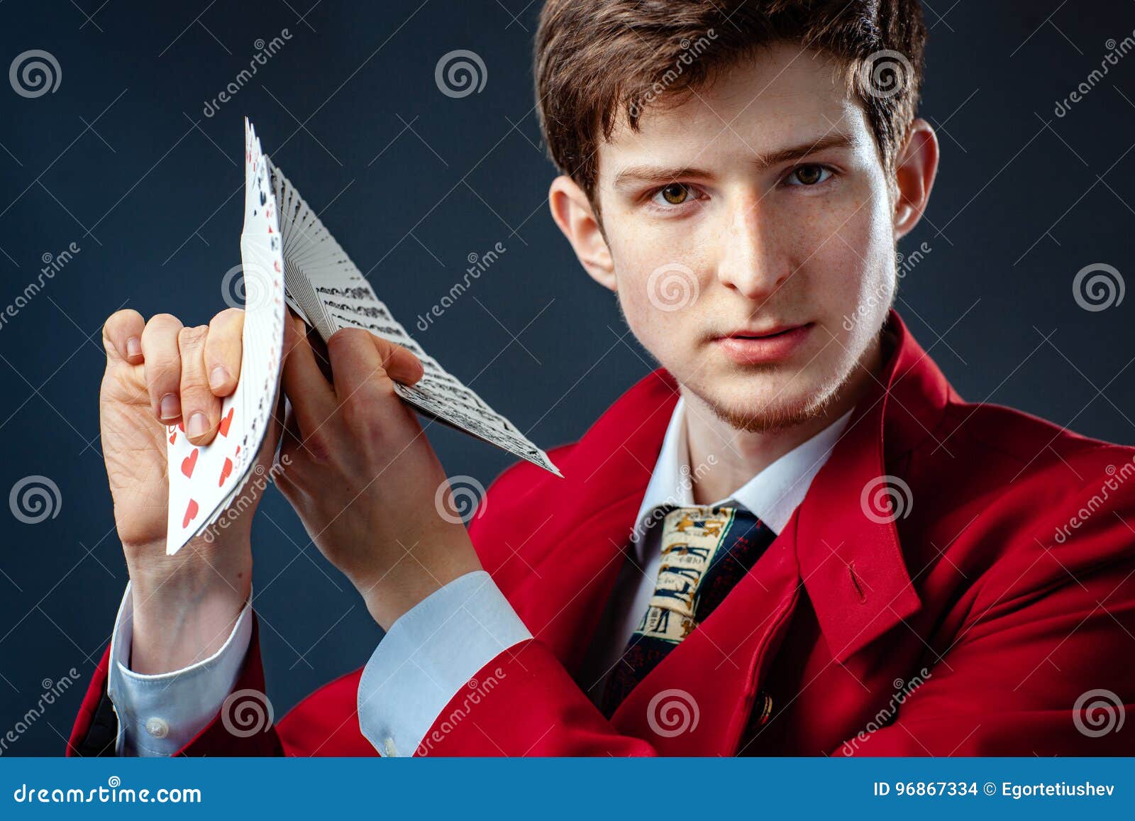 Magician with cards. stock photo. Image of gambling, portrait 96867334