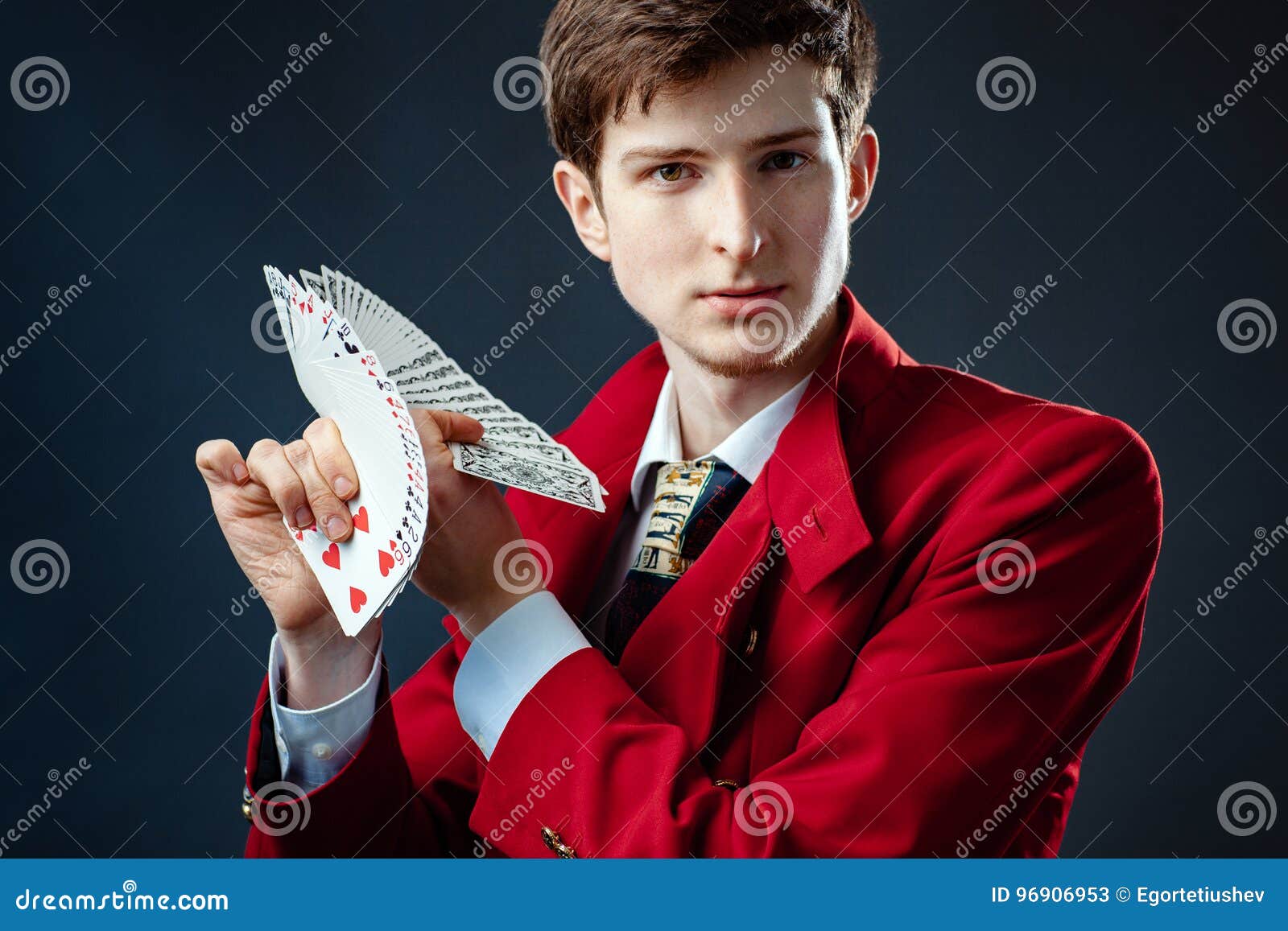 Magician with cards. stock image. Image of playing, wizard 96906953