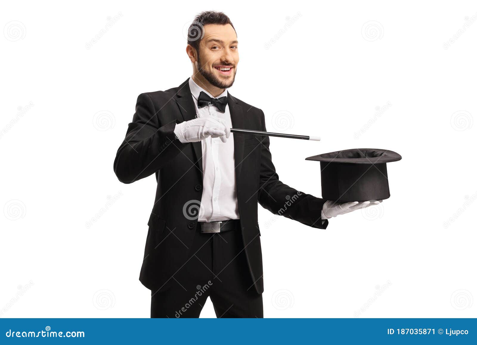 Magician Performing a Hat-trick with a Magic Wand Stock Image - Image ...